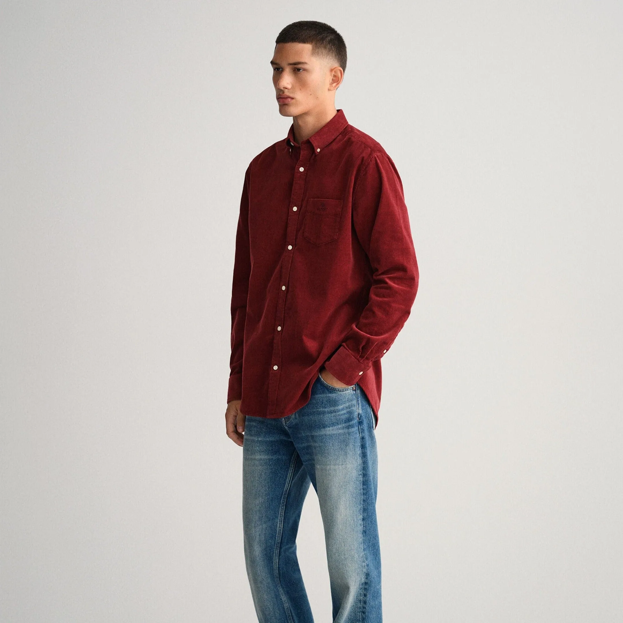 GANT Regular Fit Corduroy Shirt in Red Shadow