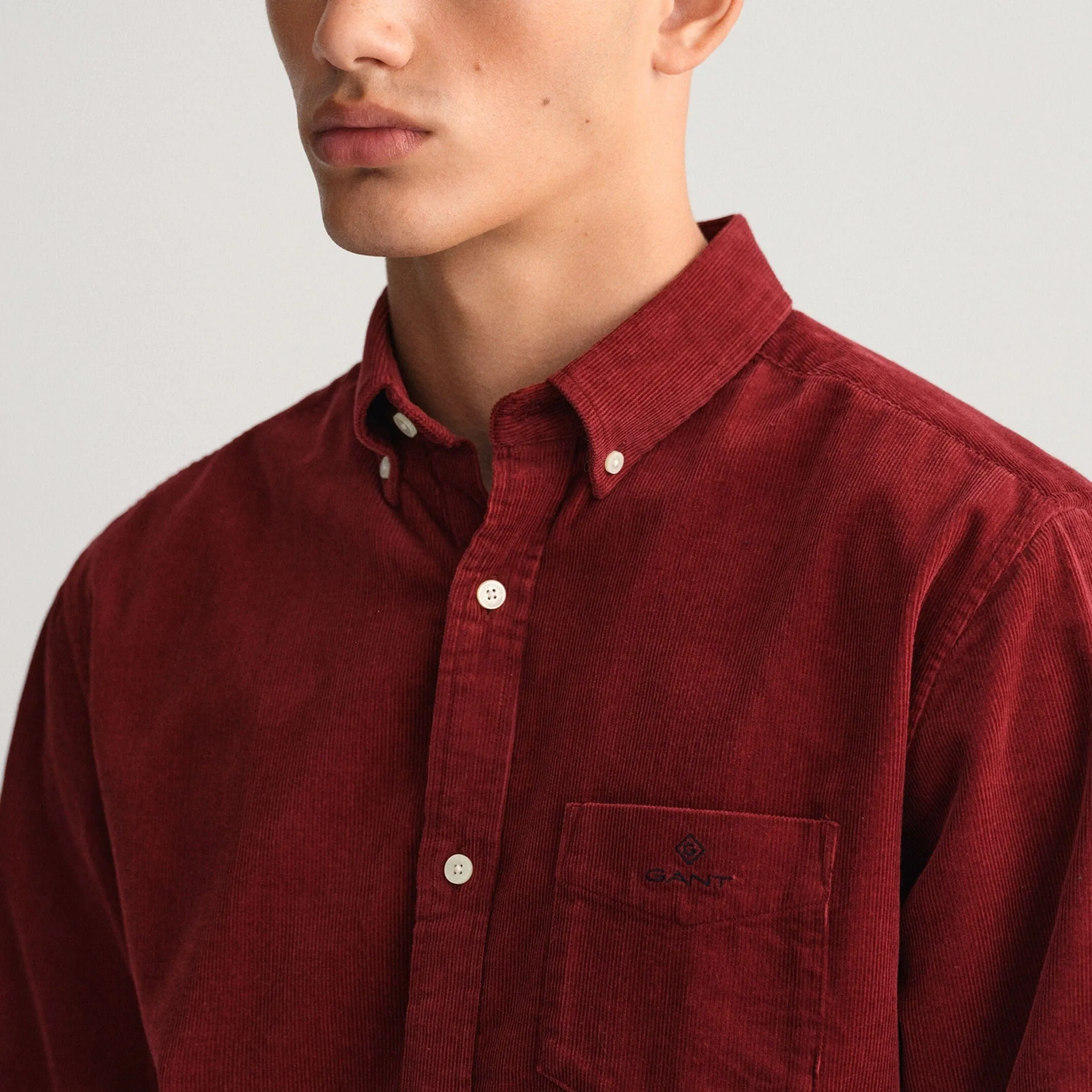 GANT Regular Fit Corduroy Shirt in Red Shadow