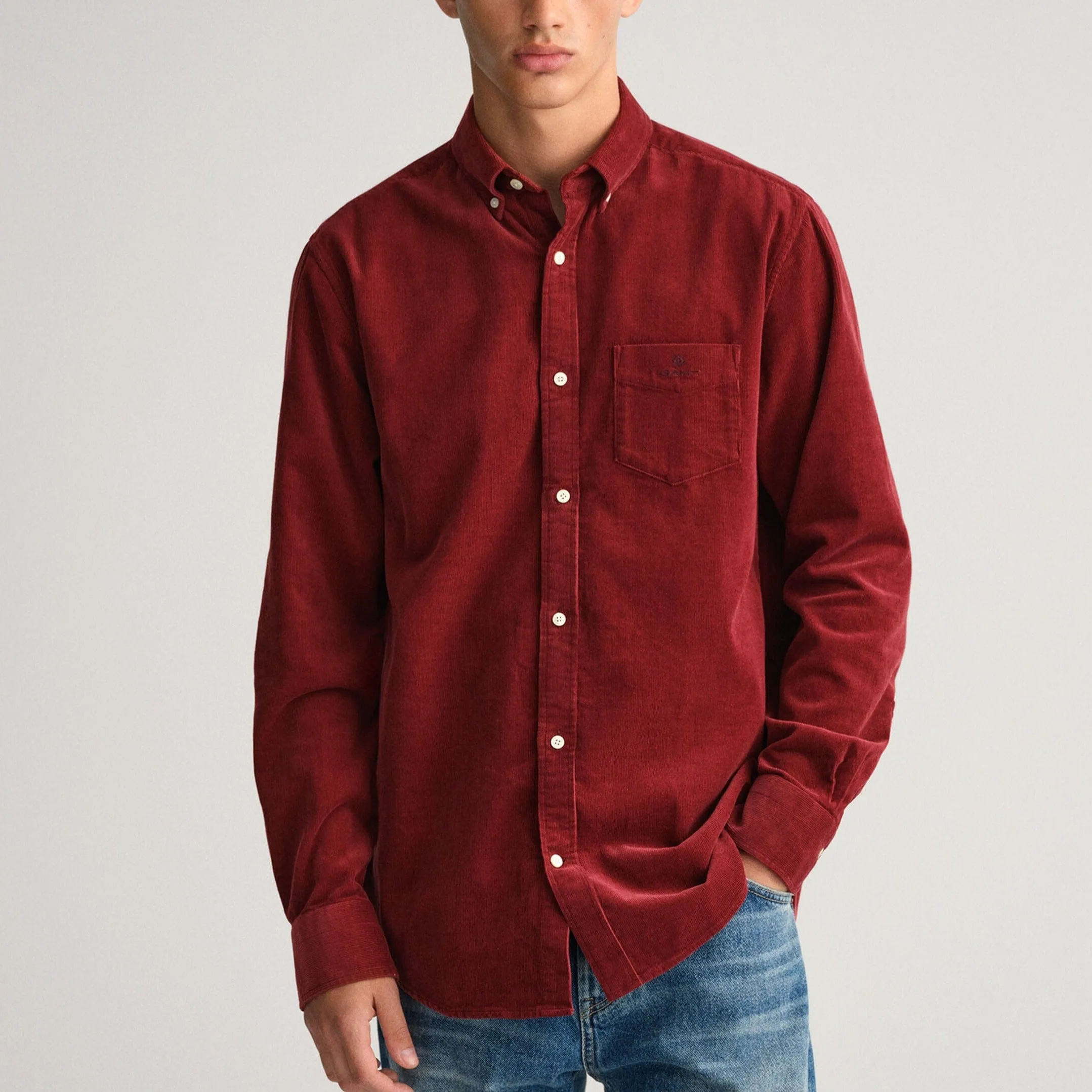 GANT Regular Fit Corduroy Shirt in Red Shadow