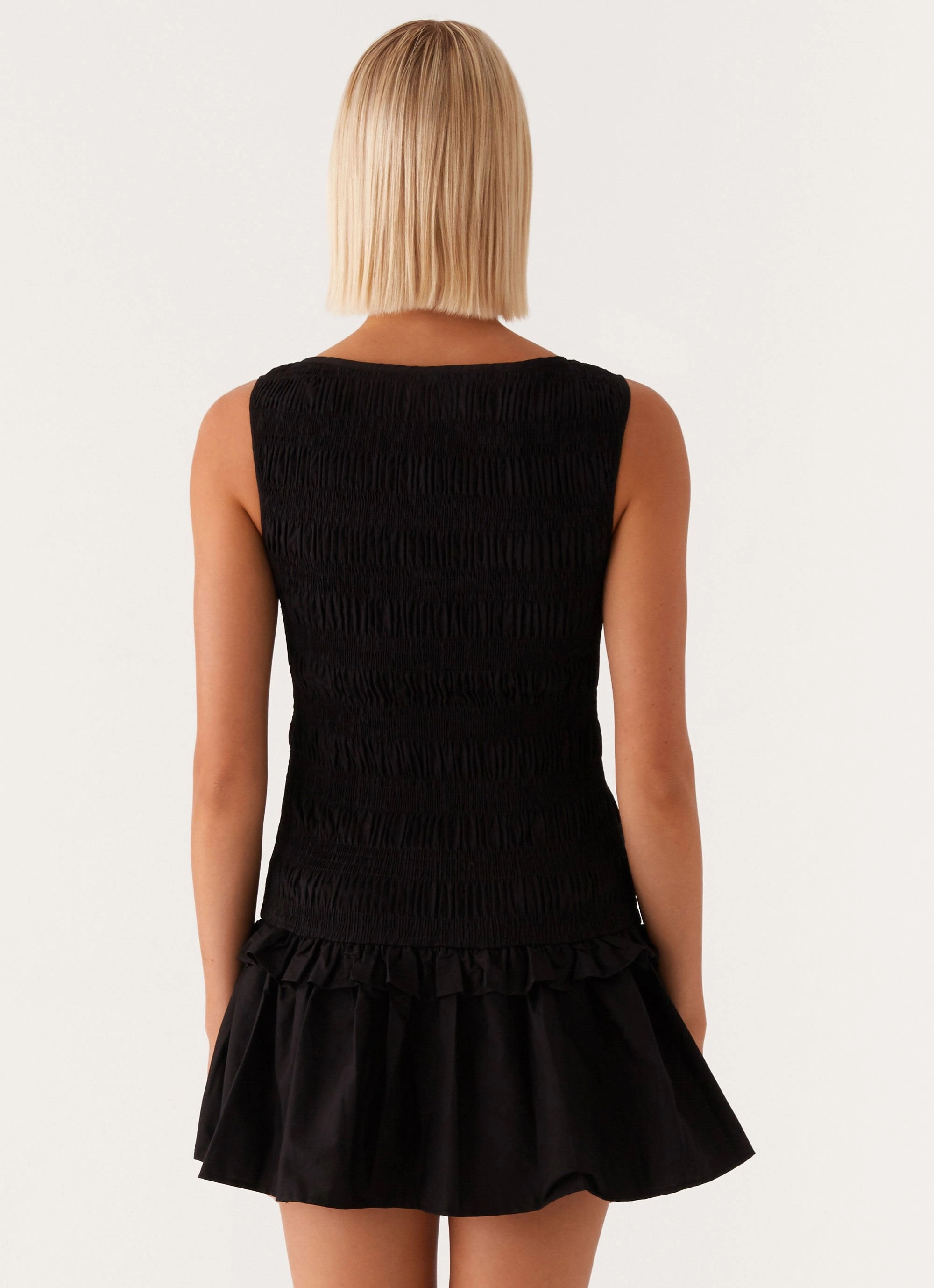 Minimal Fit HypoallergenicFiber Garden Kisses Shirred Mini Dress - Black