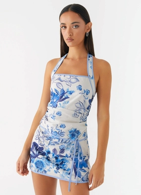 Natural Feel Garden Party Mini Dress - Serene Sky Floral