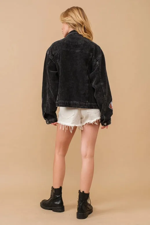Garment Washed Corduroy Sequin Jacket