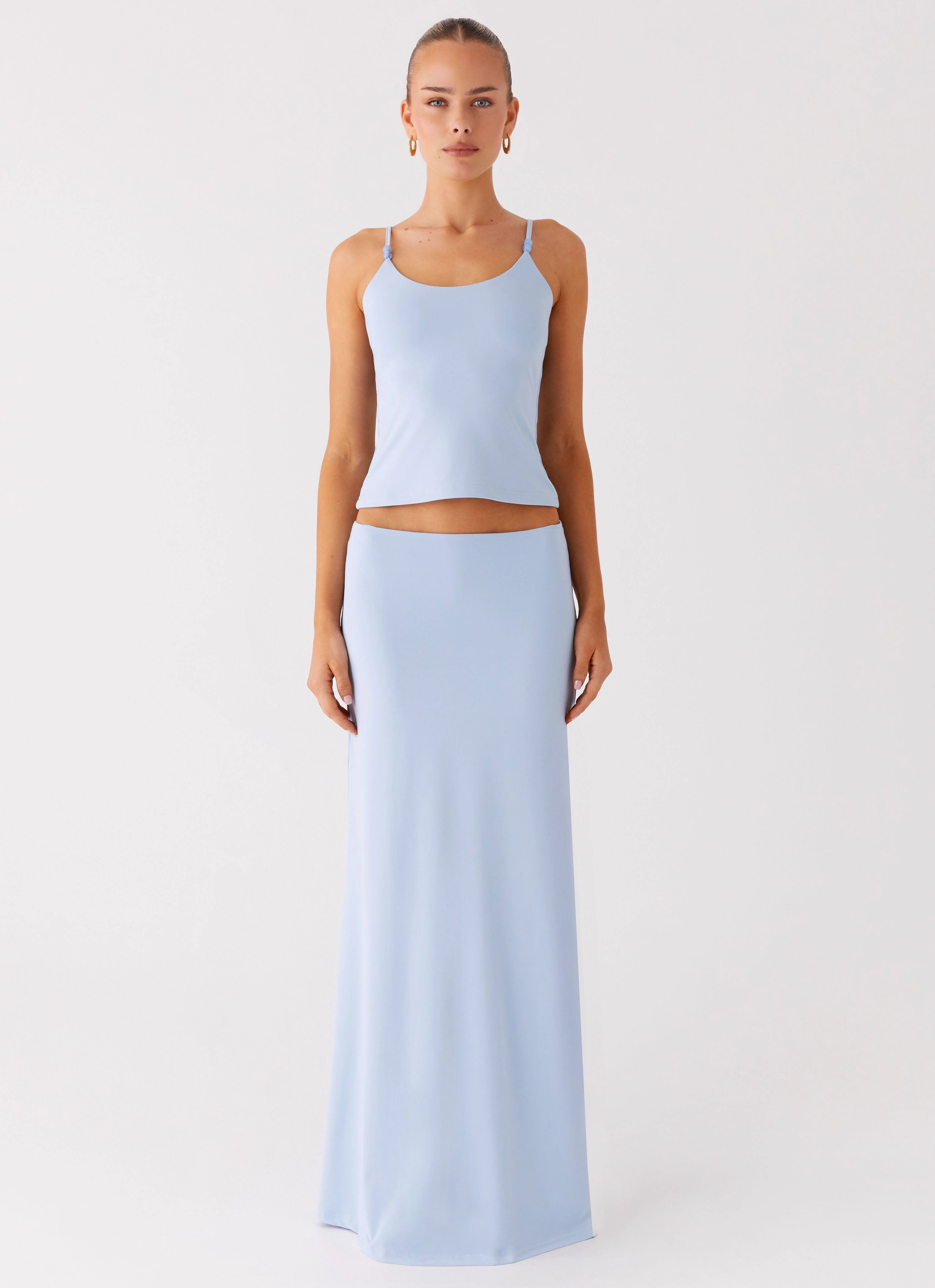 Garrix Bead Cami Top - Baby Blue Cool Fabric