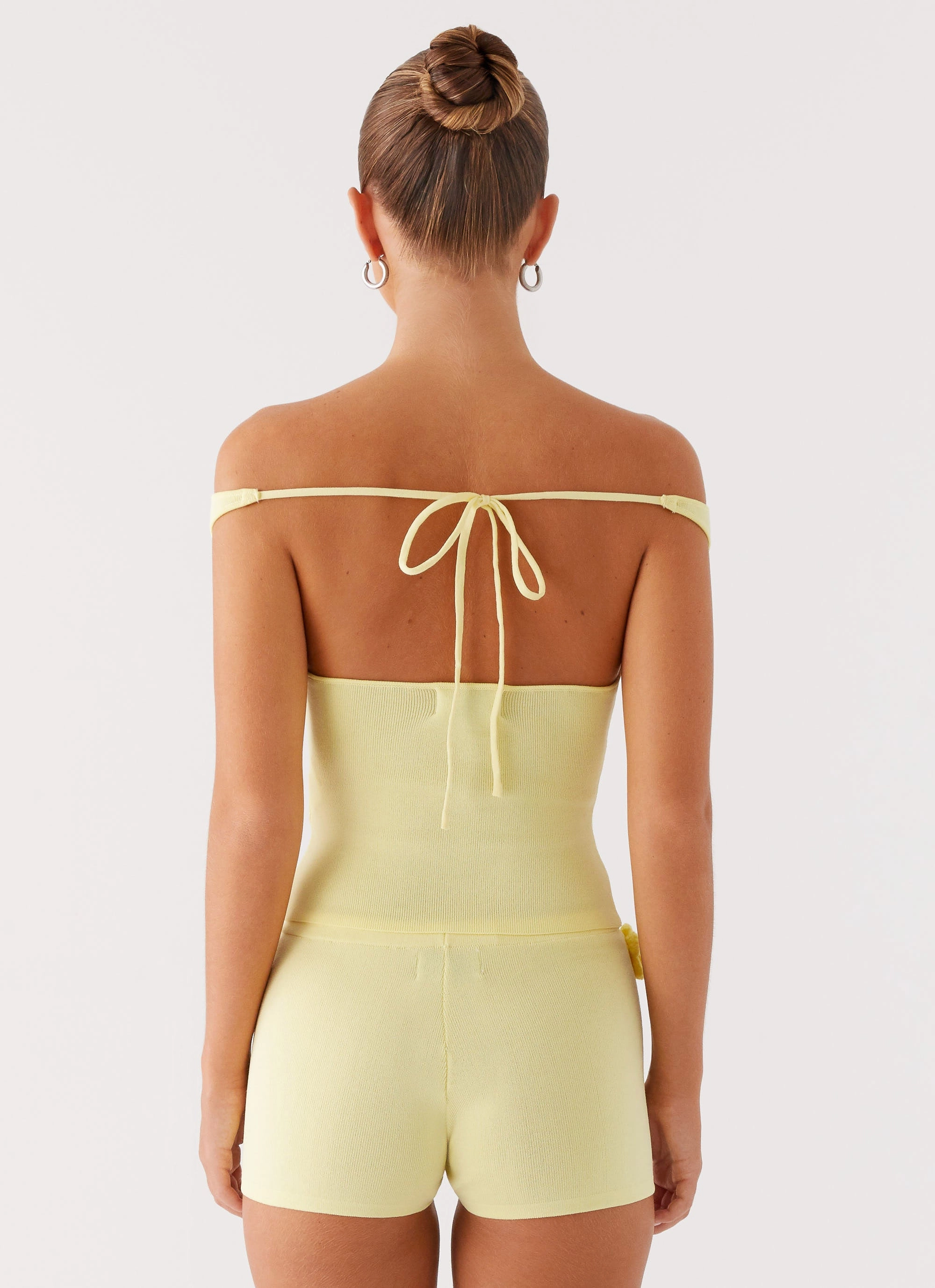 Aliah Knit Shorts - Yellow Full Coverage