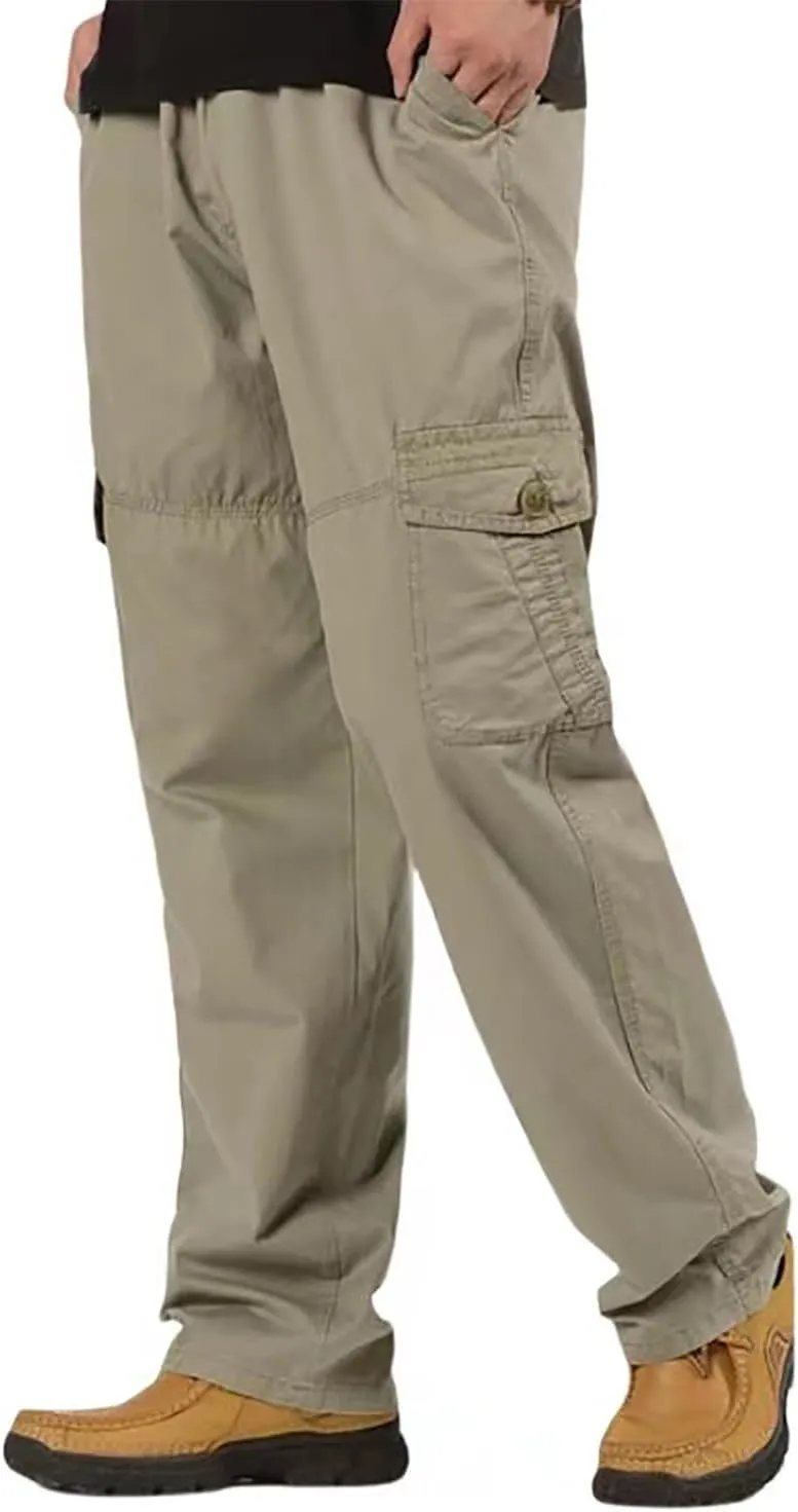generic Cargo Pants for Men Straight-Fit Workout Sweatpants Fashion Quick Dry Summer Outdoor Gym Trousers Drawstring Wide Leg