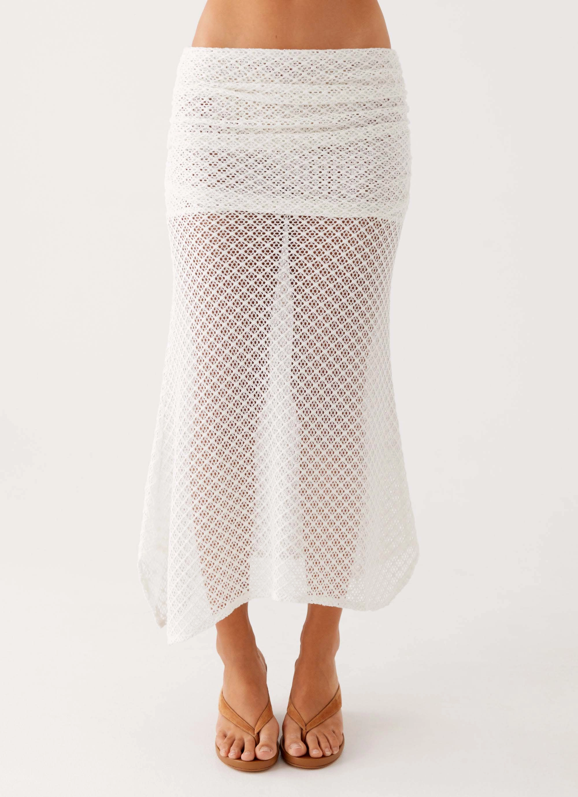 Subtle Shimmer Vibrant Touch Genesis Midi Skirt - White