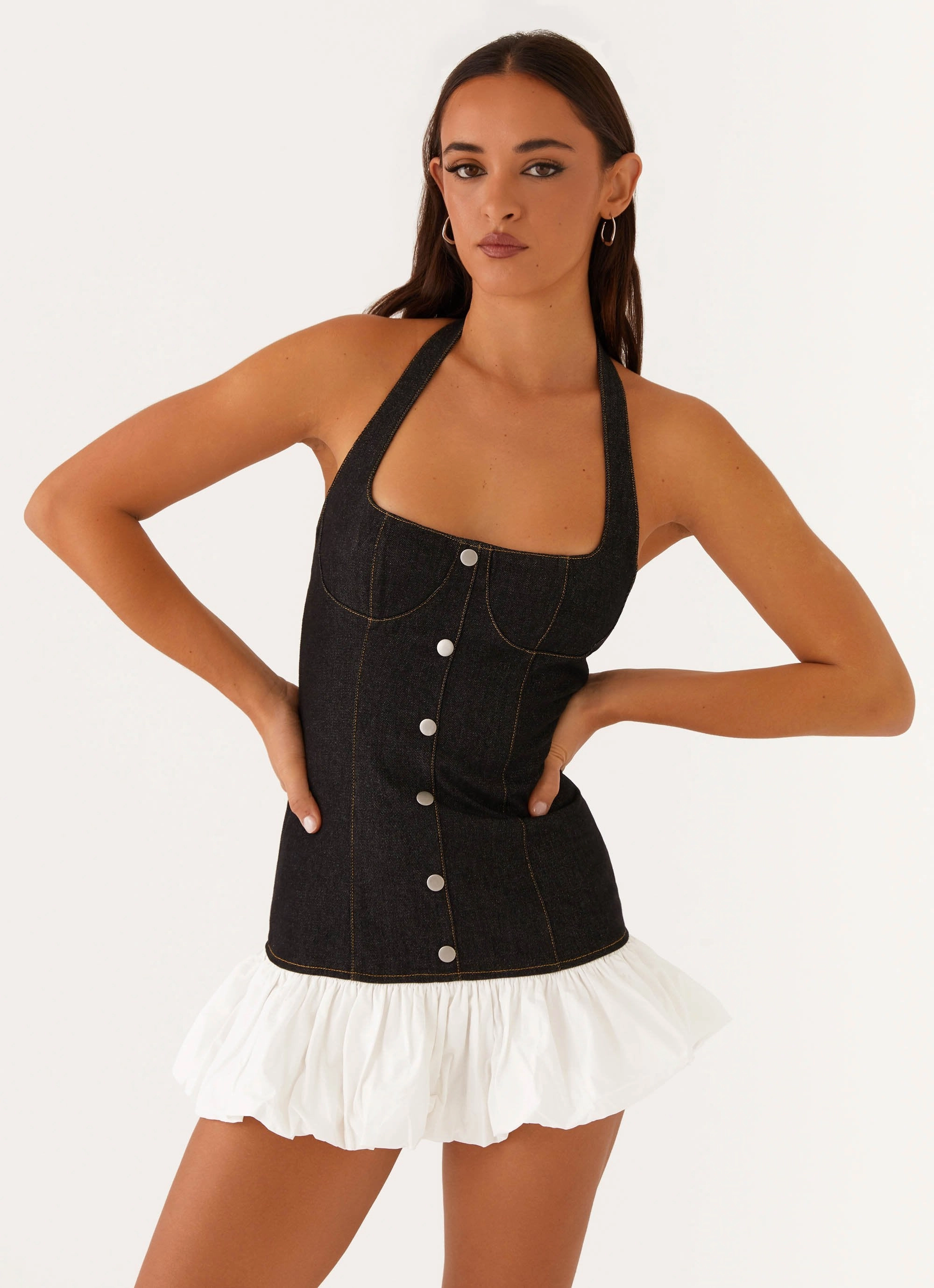 Georgina Denim Mini Dress - Black Soft and Relaxed