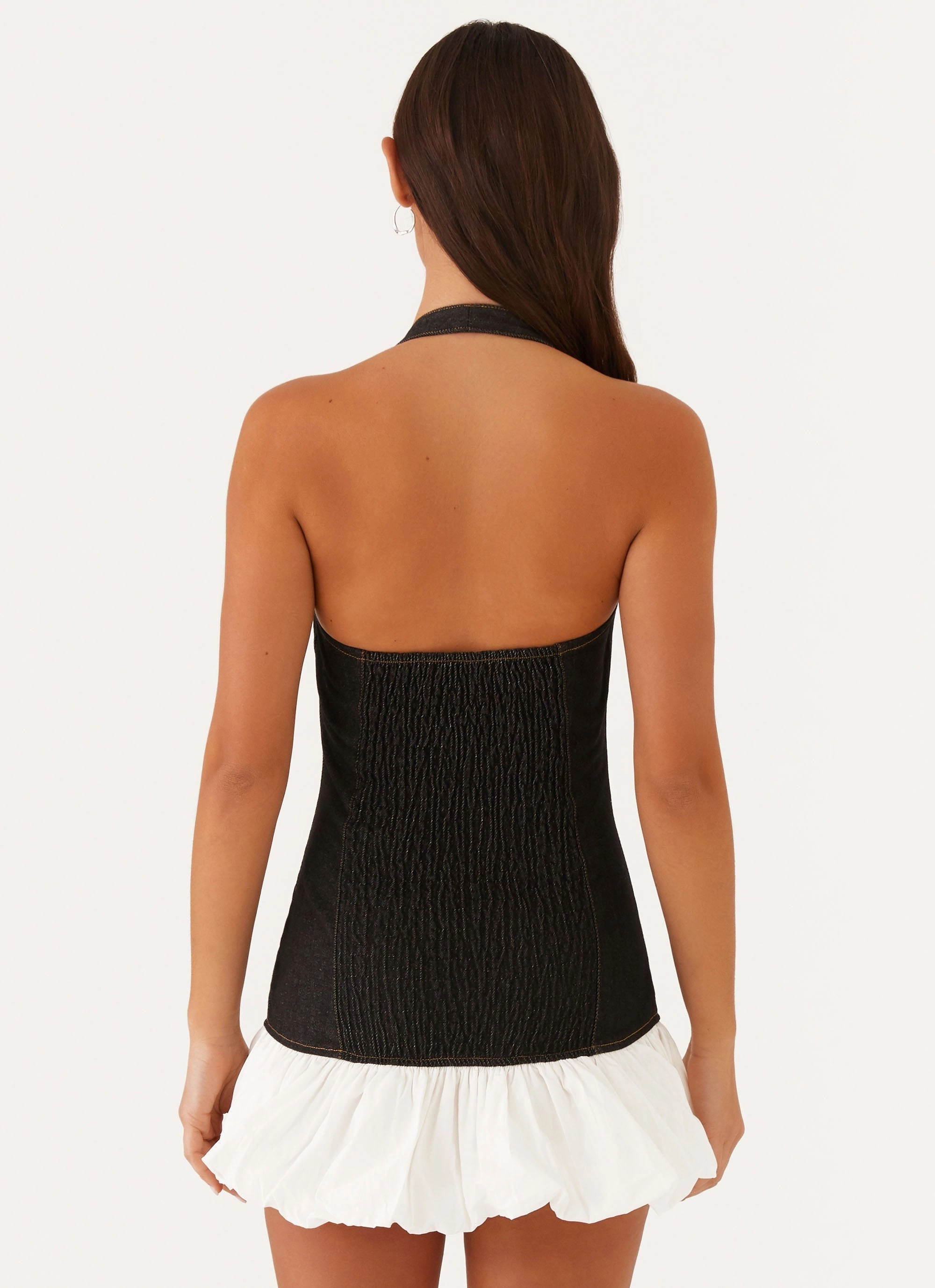 Georgina Denim Mini Dress - Black Vibrant Form Soft Motion