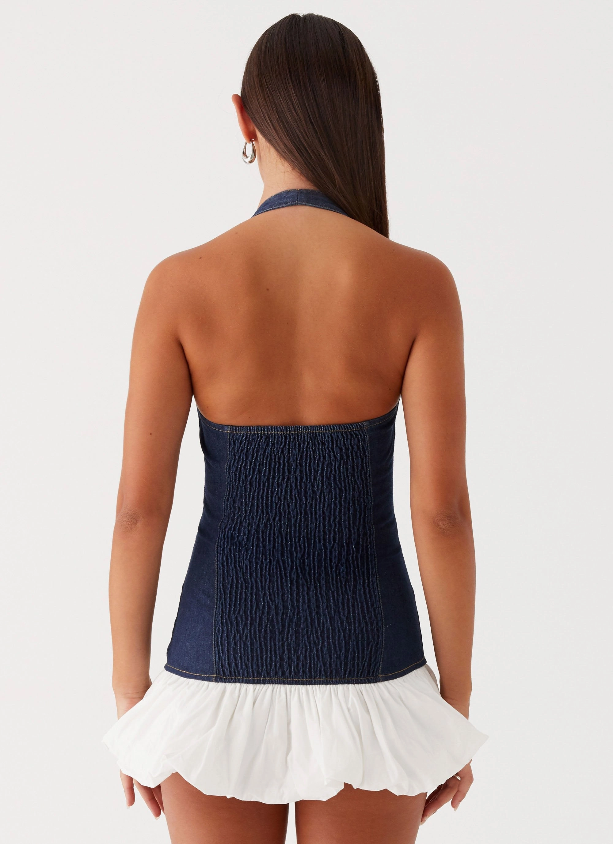 Georgina Denim Mini Dress - Blue Beach Wear Casual Chic