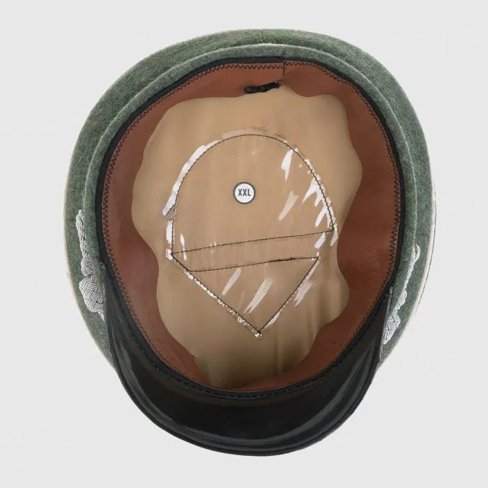 German Waffen SS Officer Visor Cap – Field Grey, No Insignia, Authentic Replica