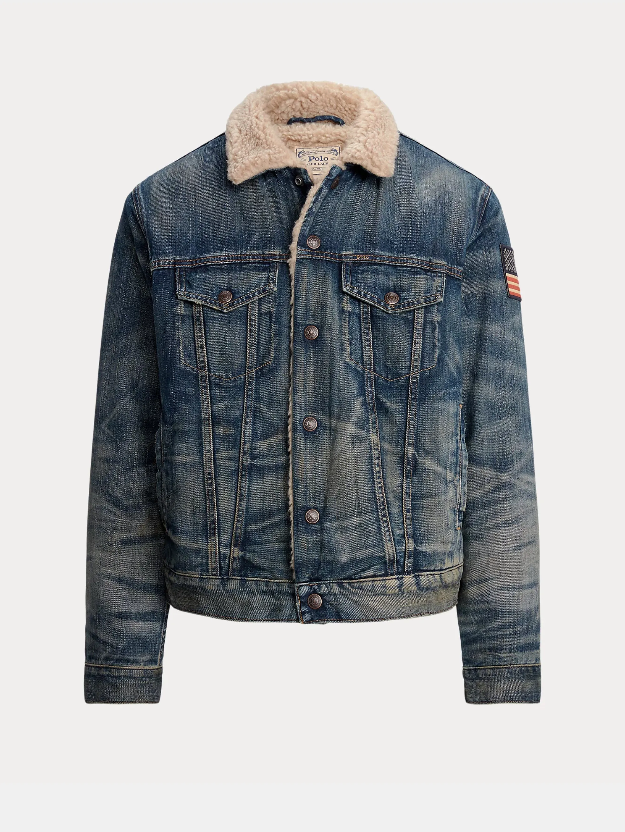 Giacca in Denim con Fodera in Pile Blu