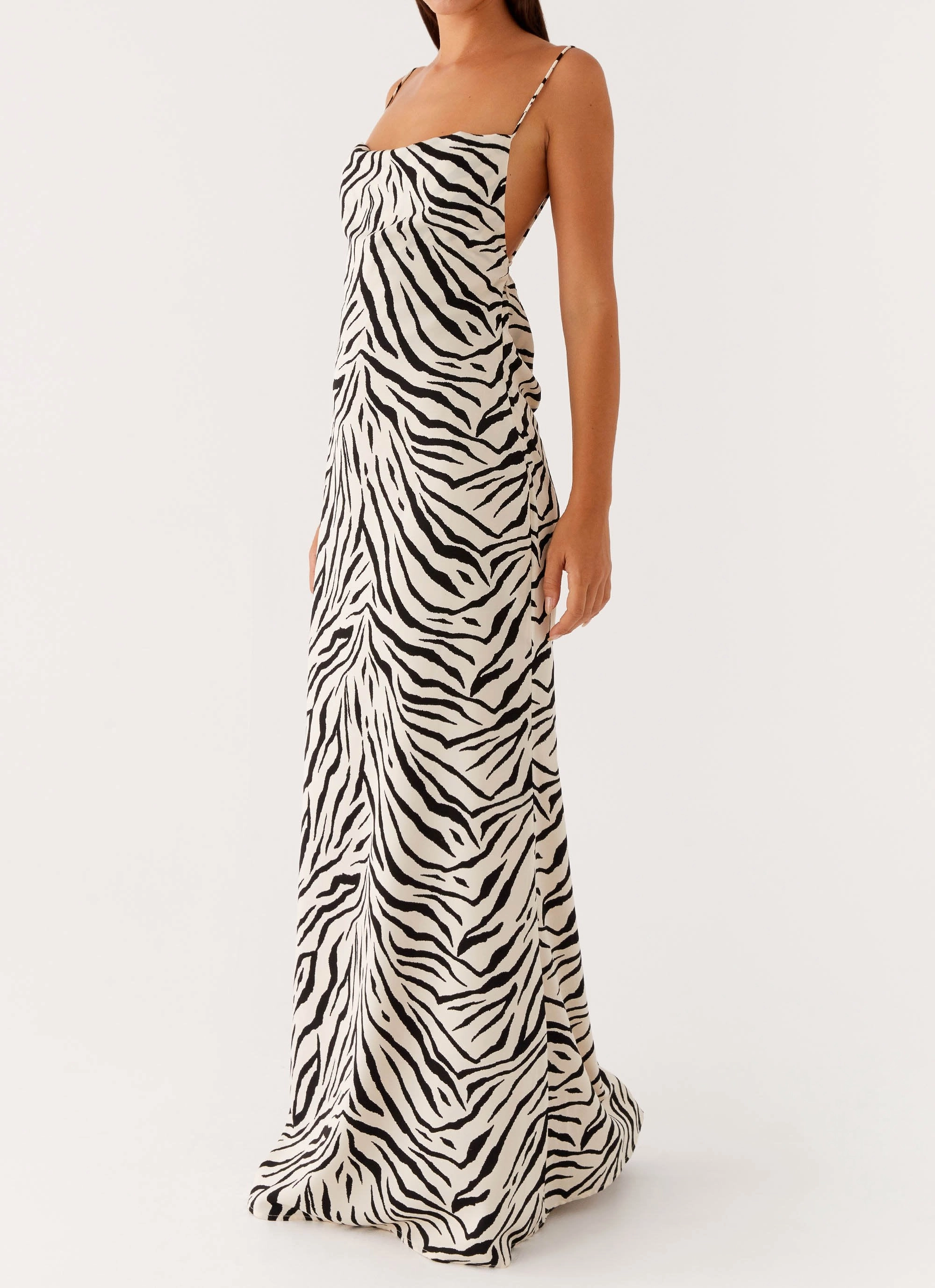 Gianni Cowl Maxi Dress - Zebra Modest Look Sleek Waistband