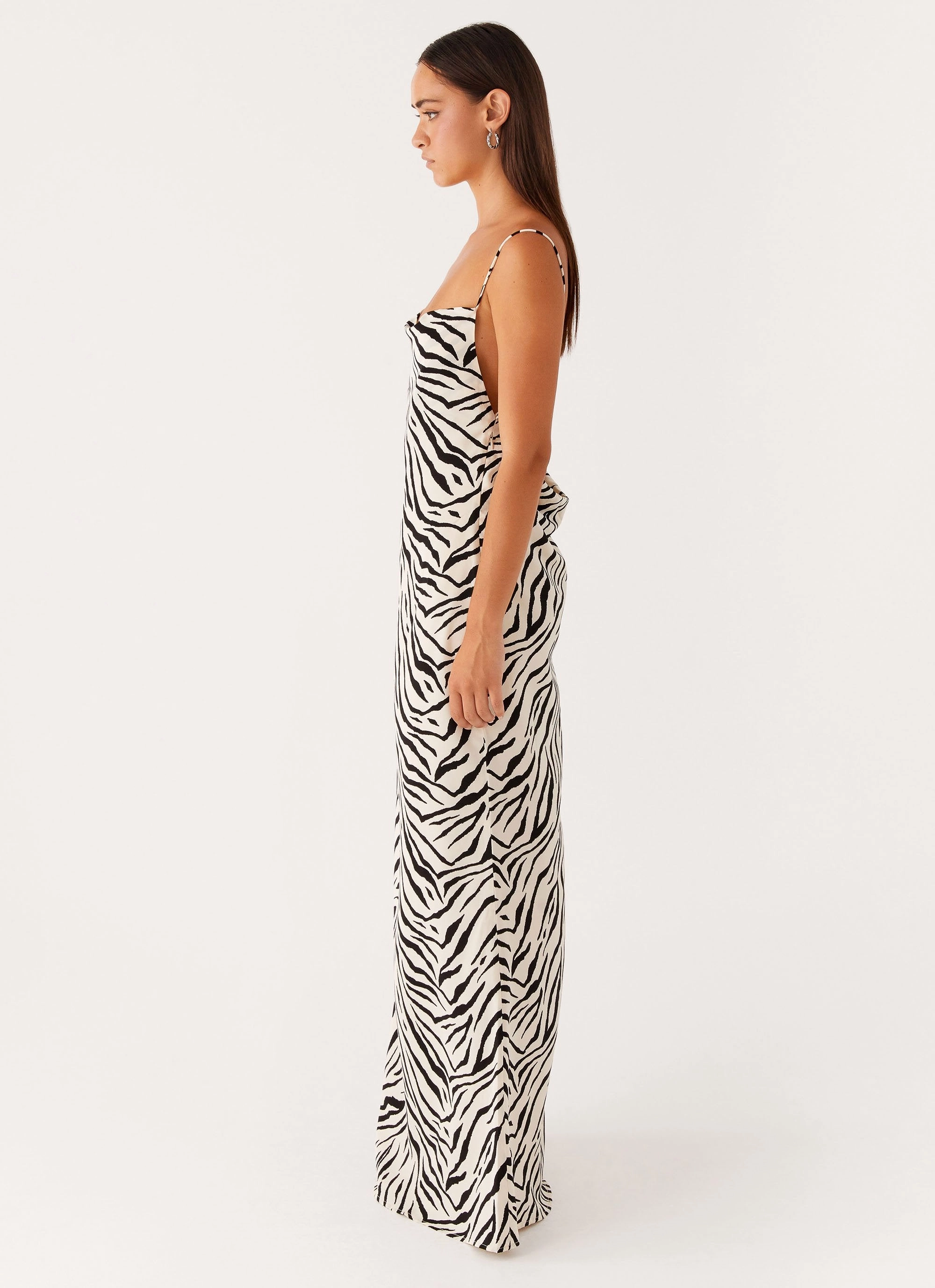 Gianni Cowl Maxi Dress - Zebra Lightweight Fit Comfortable Waistband