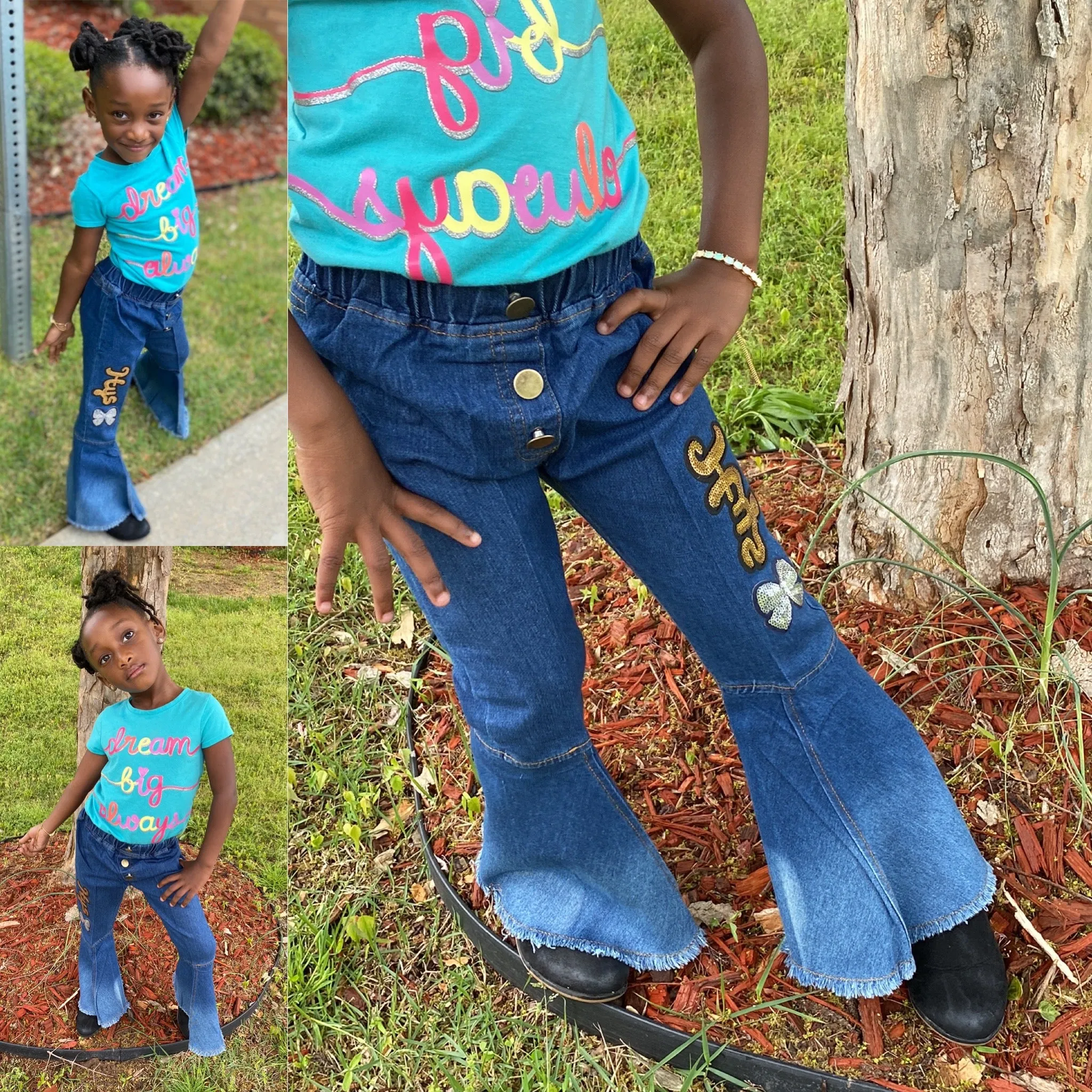 GIRLS denim flare jeans