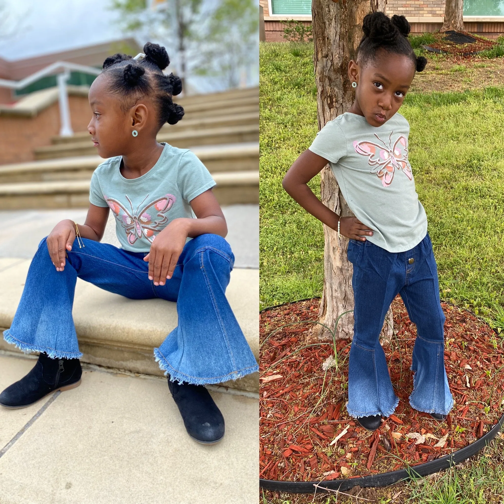 GIRLS denim flare jeans