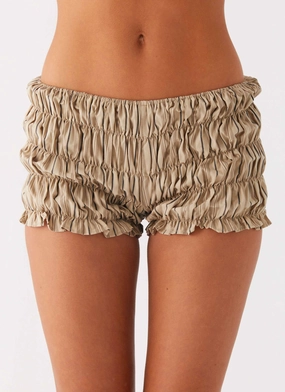 Girls Like Us Ruched Mini Shorts - Oatmeal Stripe Daily Motion