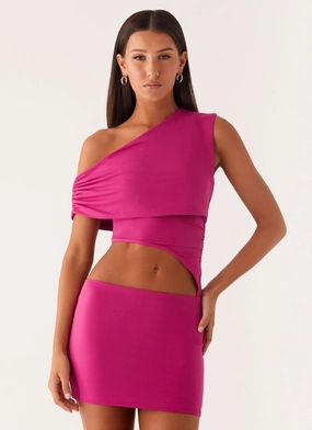 Maternity-Fit Give Me A Sign Mini Dress - Fuchsia
