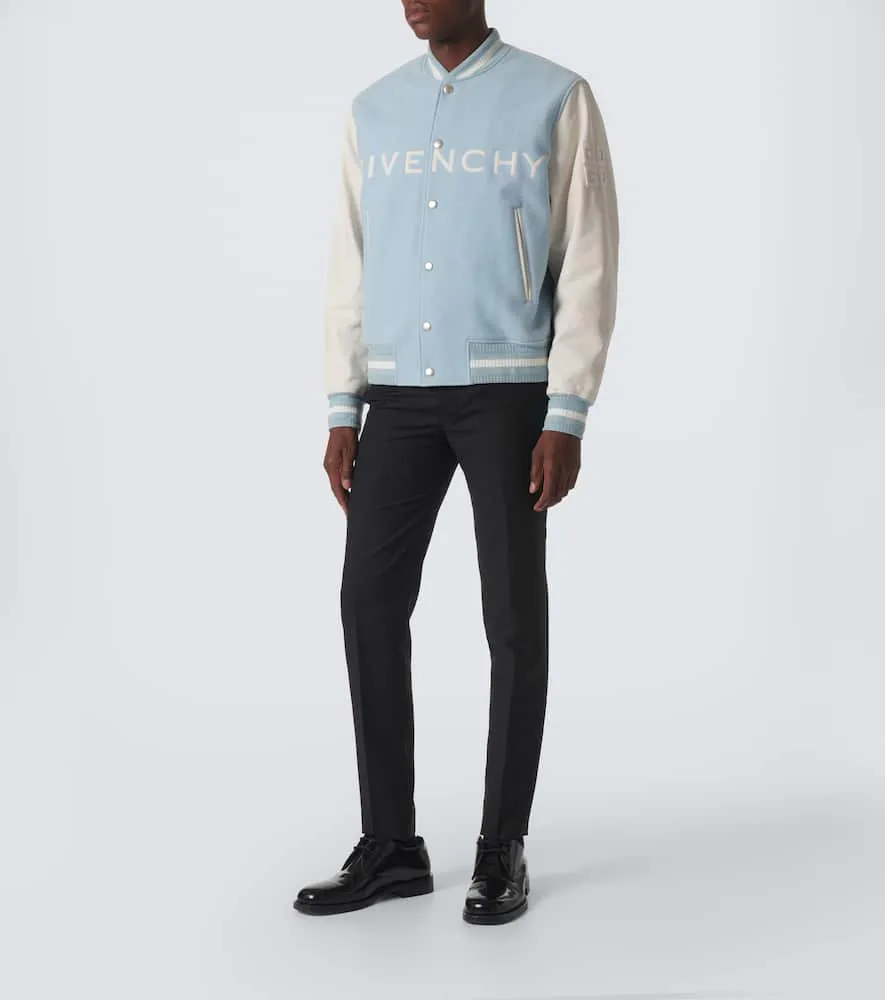 Givenchy Logo wool-blend and leather varsity jacket