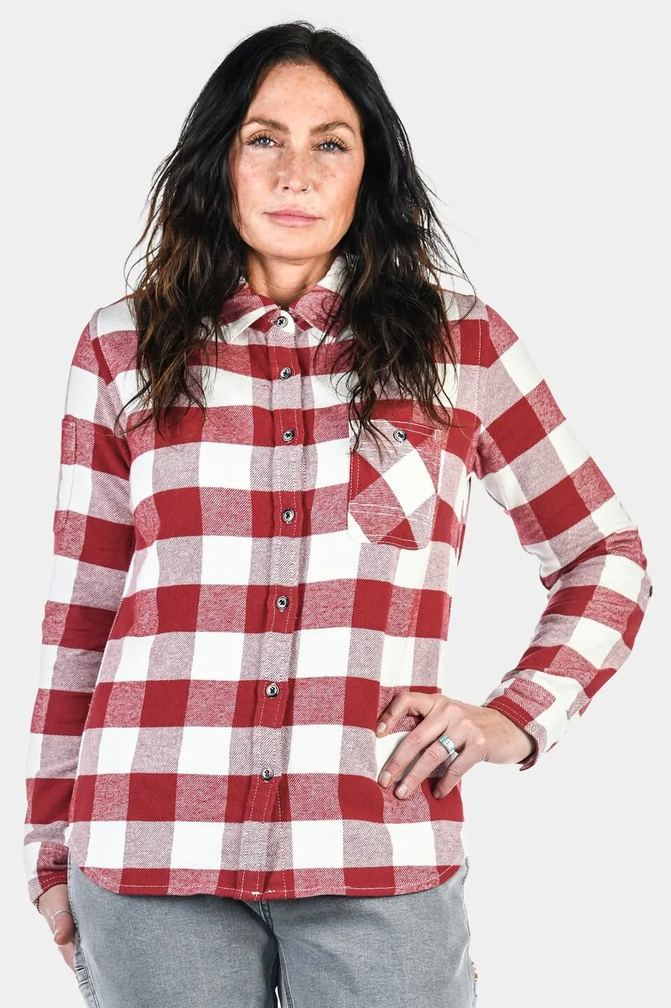 Givens Work Shirt - Currant/Cream Chunky Buffalo Flannel