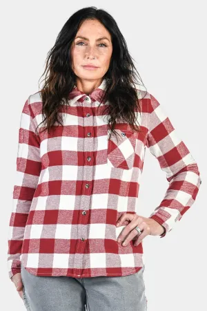 Givens Work Shirt - Currant/Cream Chunky Buffalo Flannel