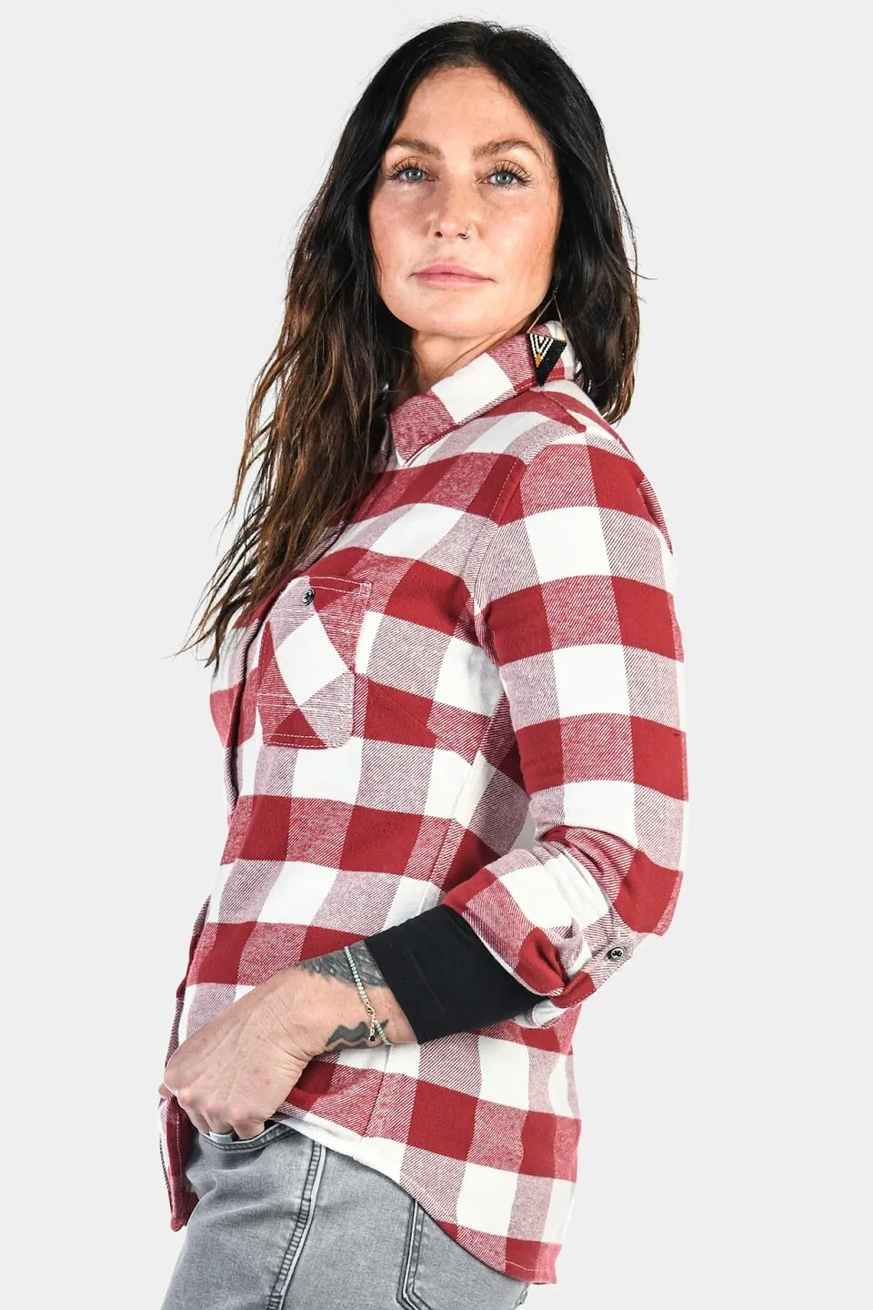 Givens Work Shirt - Currant/Cream Chunky Buffalo Flannel