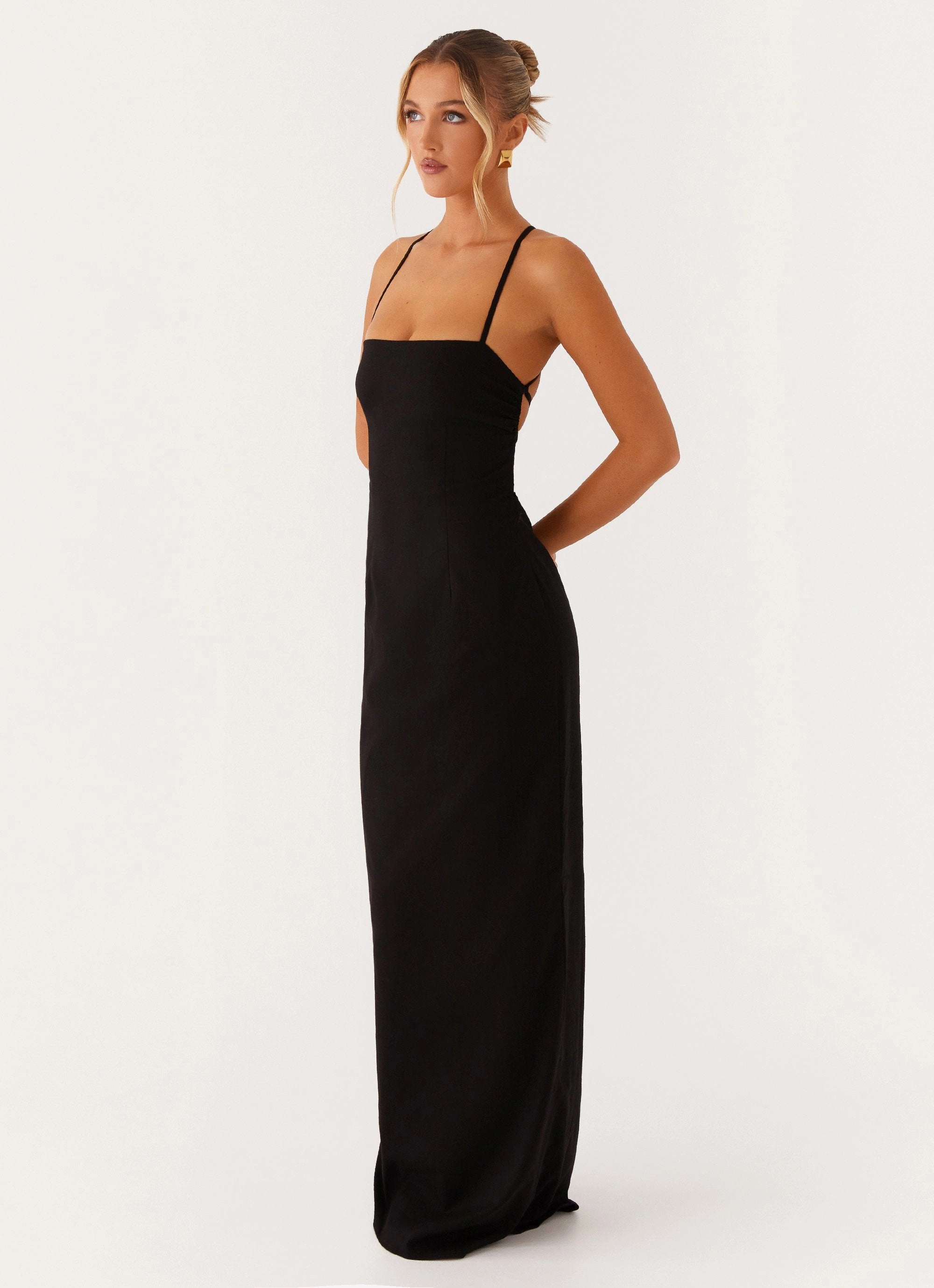Soft Draping Cora Backless Maxi Dress - Black