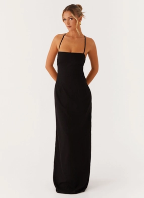 Cora Backless Maxi Dress - Black City Ready