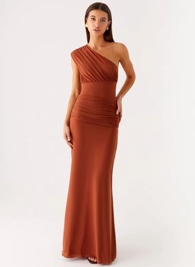 Glimmer Maxi Dress - Rust Sheer Panel