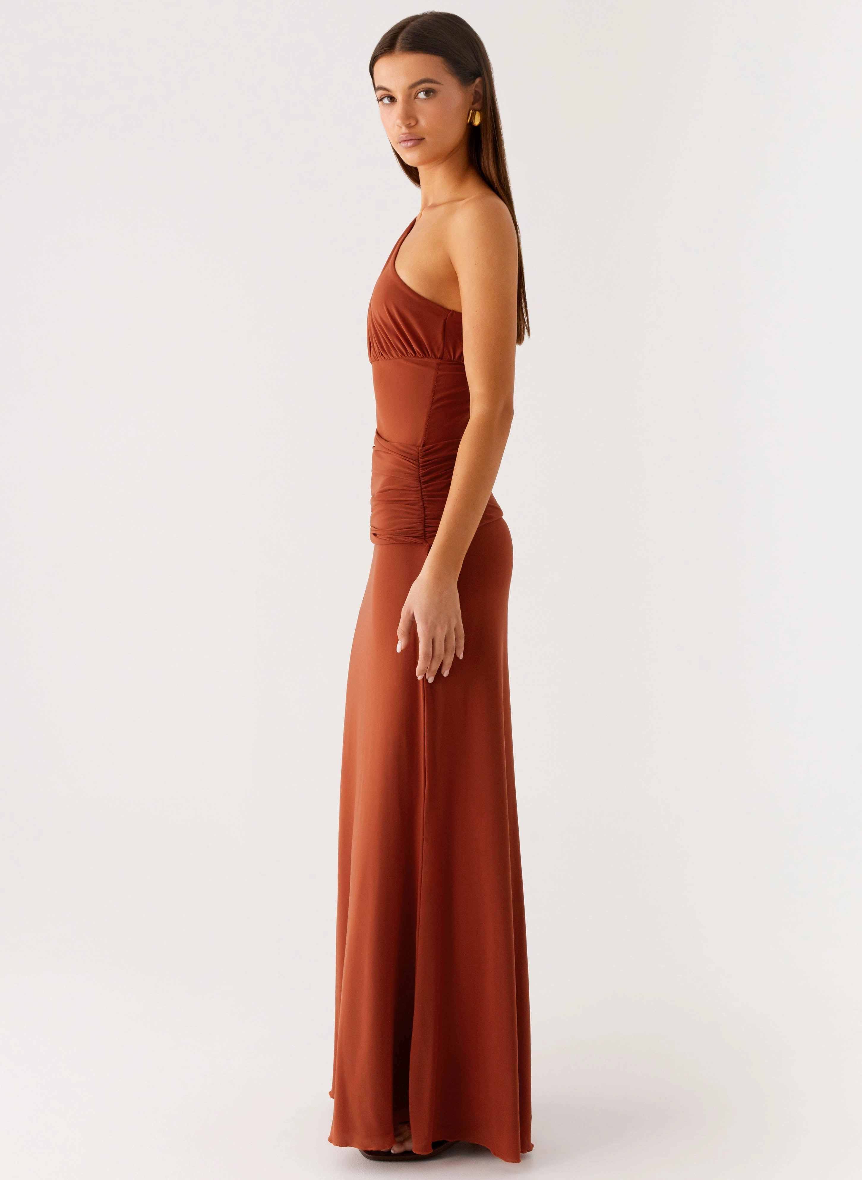 Playful Twist knee-length Glimmer Maxi Dress - Rust