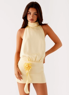 Birdie Halterneck Mini Dress - Yellow Simple Yet Elegant Warm Palette