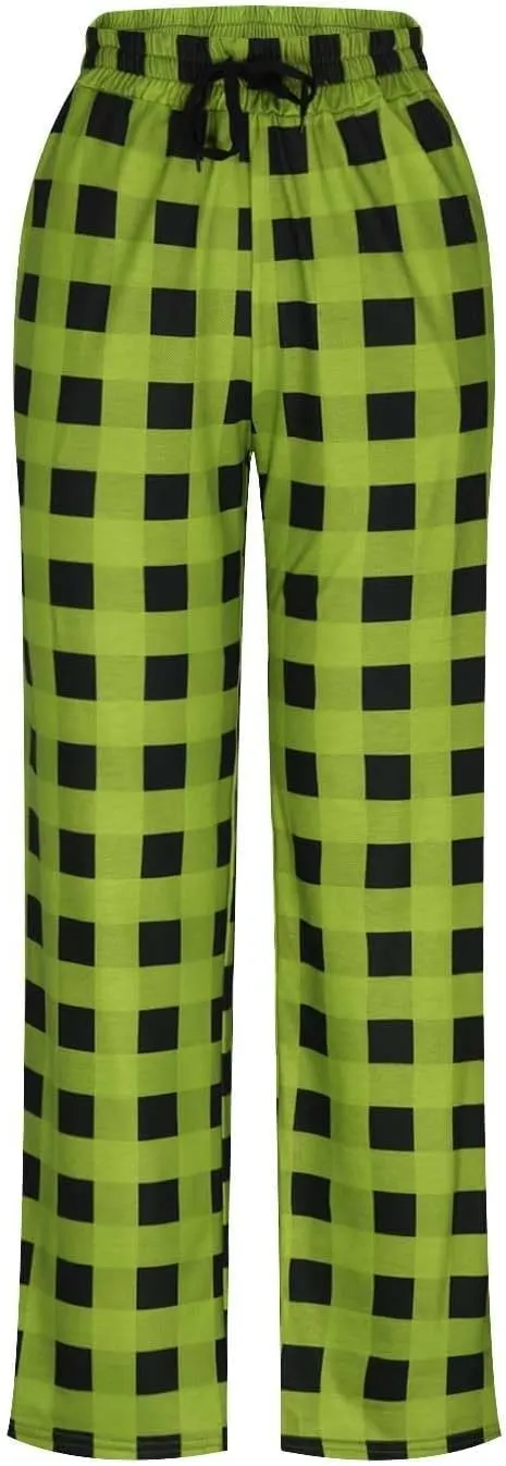 GOFULY Christmas Pajama Pants Men Warm Plaid Sleep Lounge Pants Elastic Waist Drawstring Pants Sleepwear Pants With Pocket