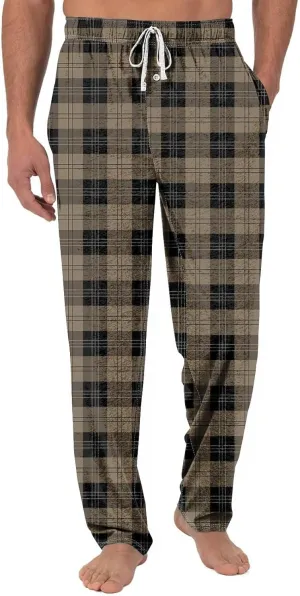 GOFULY Men'S Pajama Pants Comfy Plaid Pajamas Pj Pants Elastic Waist Drawstring Knit Pants Casual Sleepwear Pants With Pocket