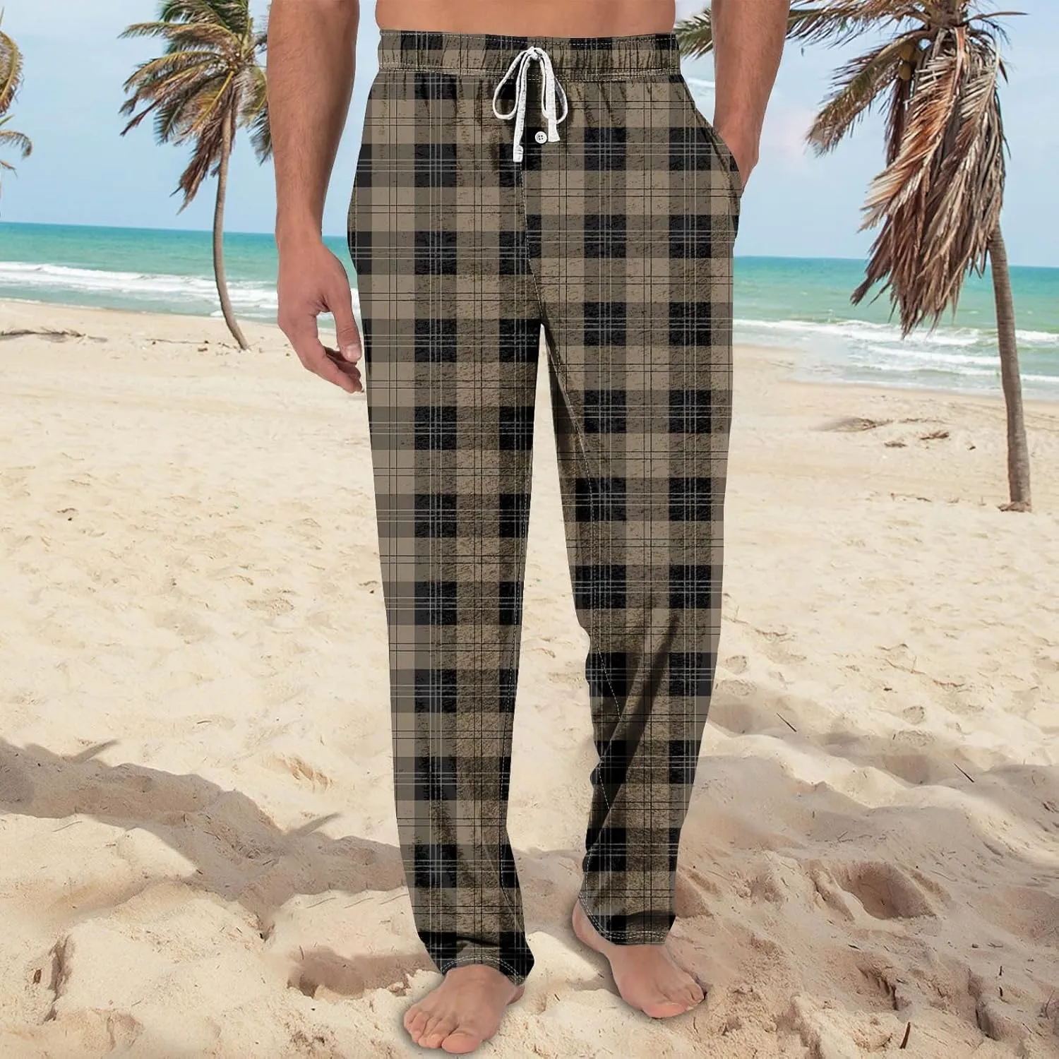 GOFULY Men'S Pajama Pants Comfy Plaid Pajamas Pj Pants Elastic Waist Drawstring Knit Pants Casual Sleepwear Pants With Pocket