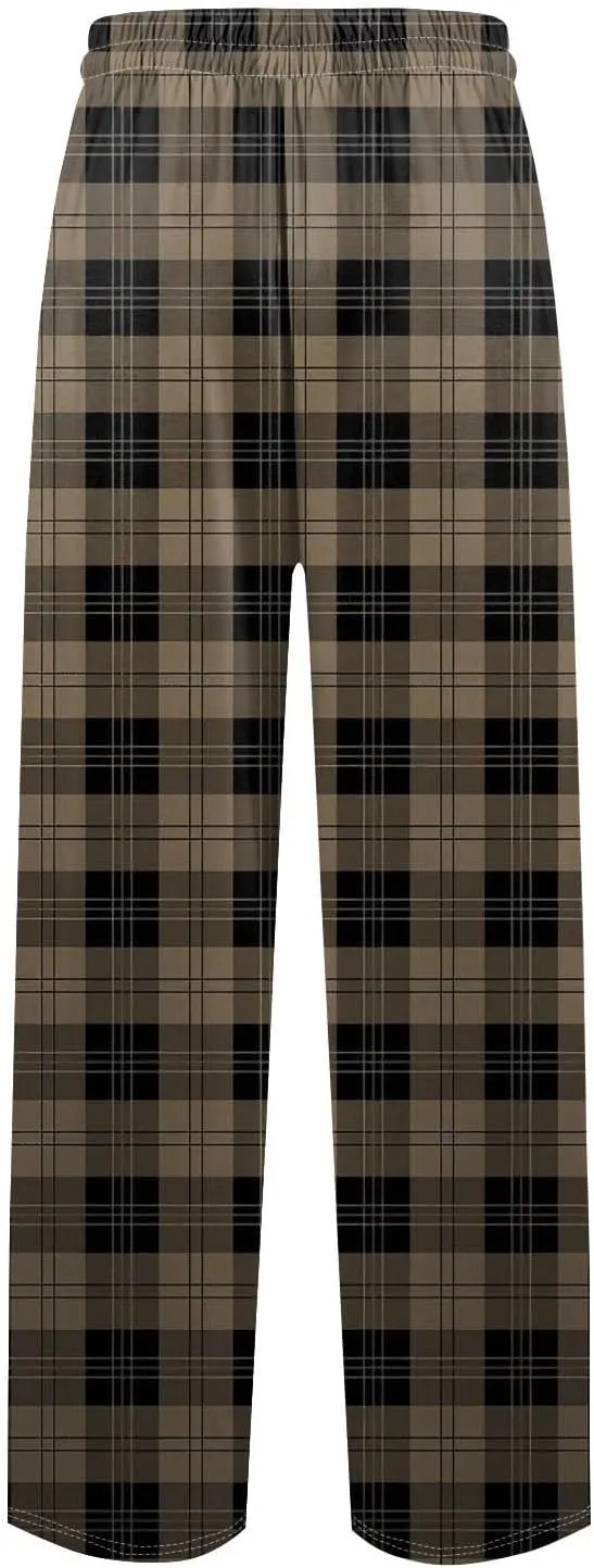 GOFULY Men'S Pajama Pants Comfy Plaid Pajamas Pj Pants Elastic Waist Drawstring Knit Pants Casual Sleepwear Pants With Pocket