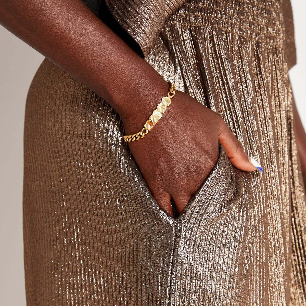 Gold Disco V Neck Jumpsuit