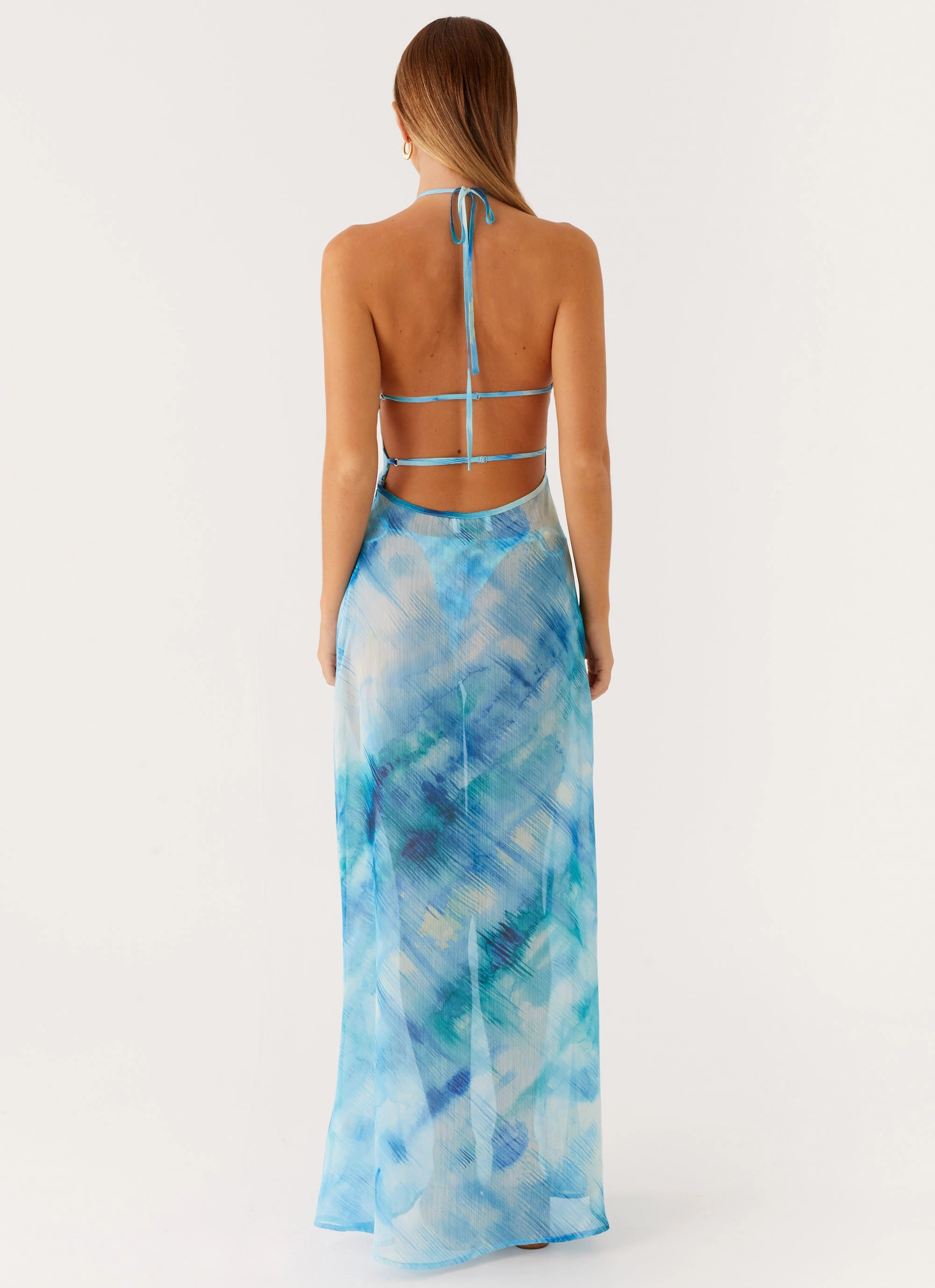Sandra Maxi Dress - Blue Tie Dye Event Perfect Cozy Layers