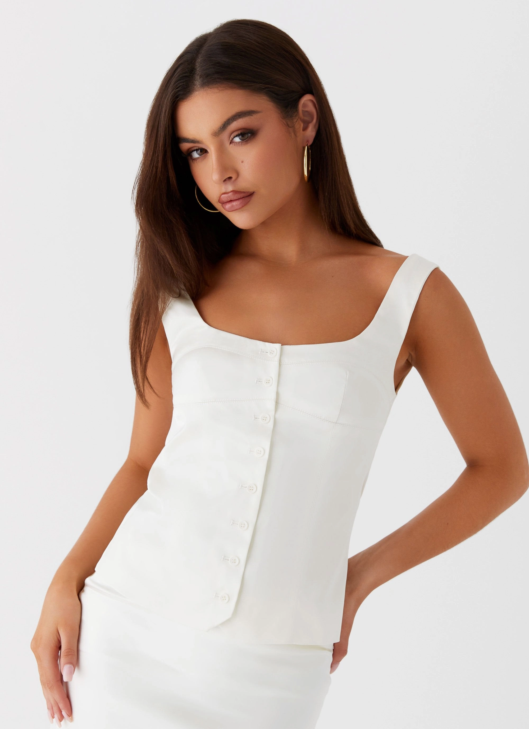 QuickDry Texture Stretch Comfort Golden Skies Bustier Panel Top - Ivory