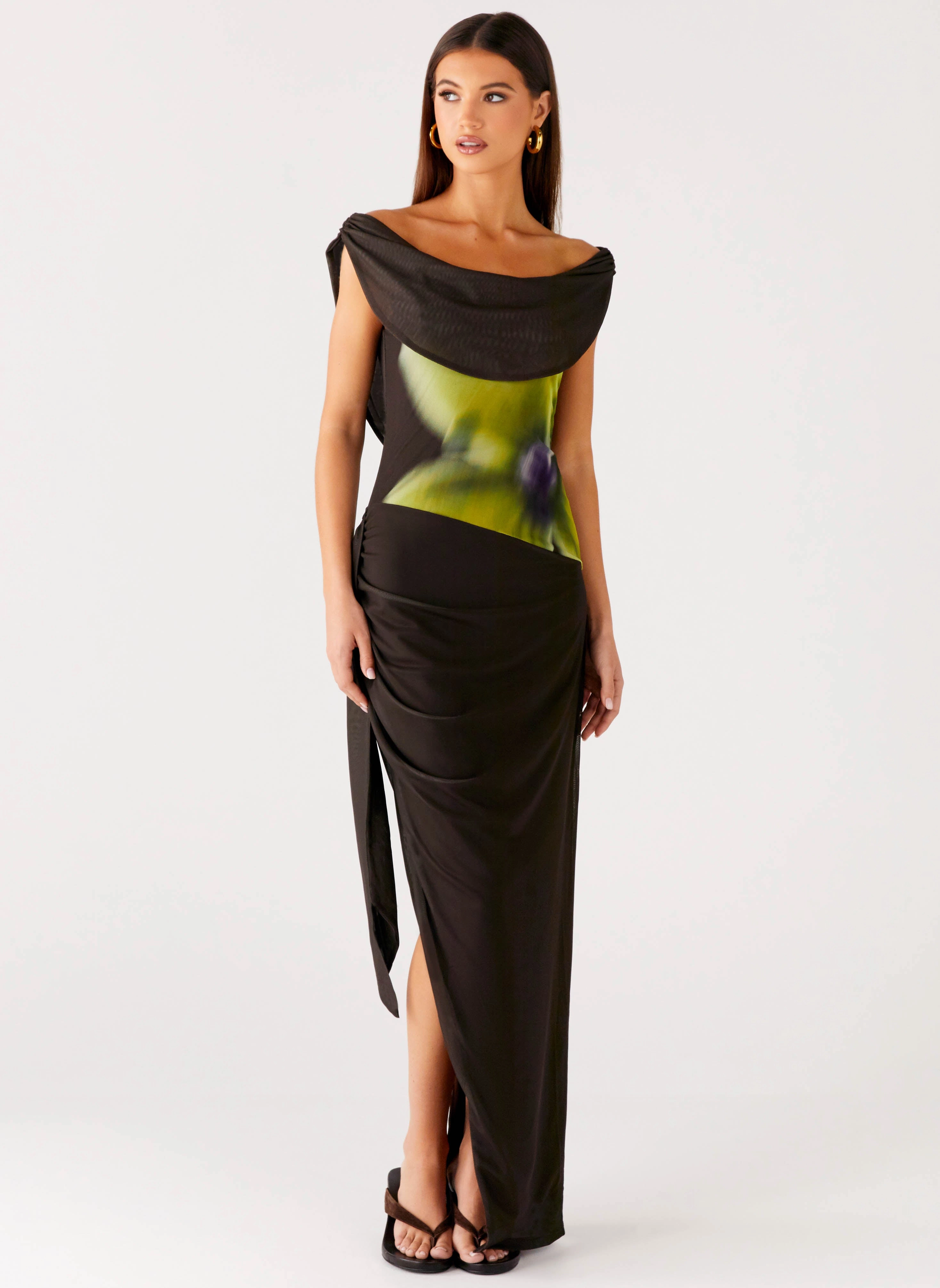 Day Ready Look Light Volume Good Fortune Maxi Dress - Lime Flower