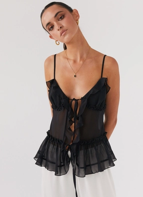 Minimalist Aesthetic Fashion Statement Got It Bad Frill Cami Top - Black