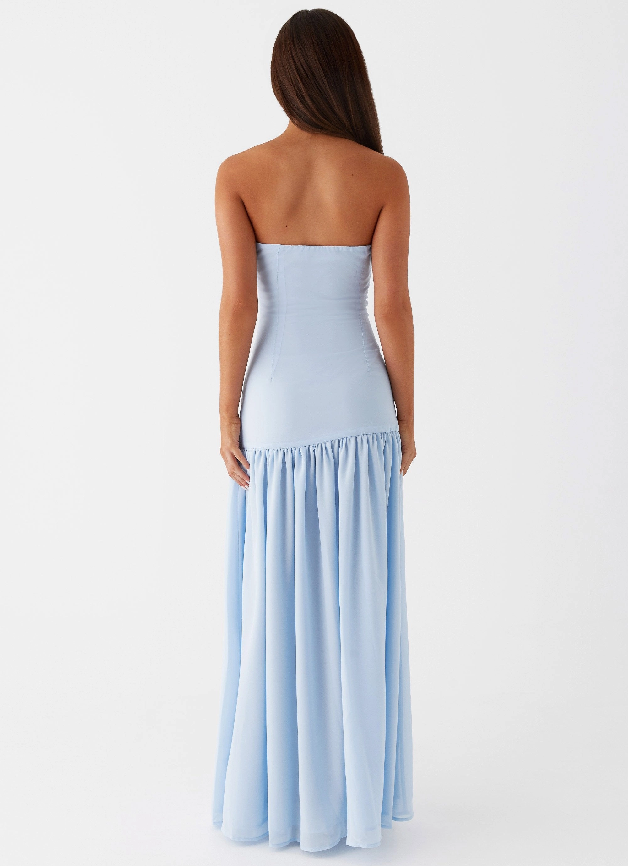 Eden Strapless Maxi Dress - Blue foldable