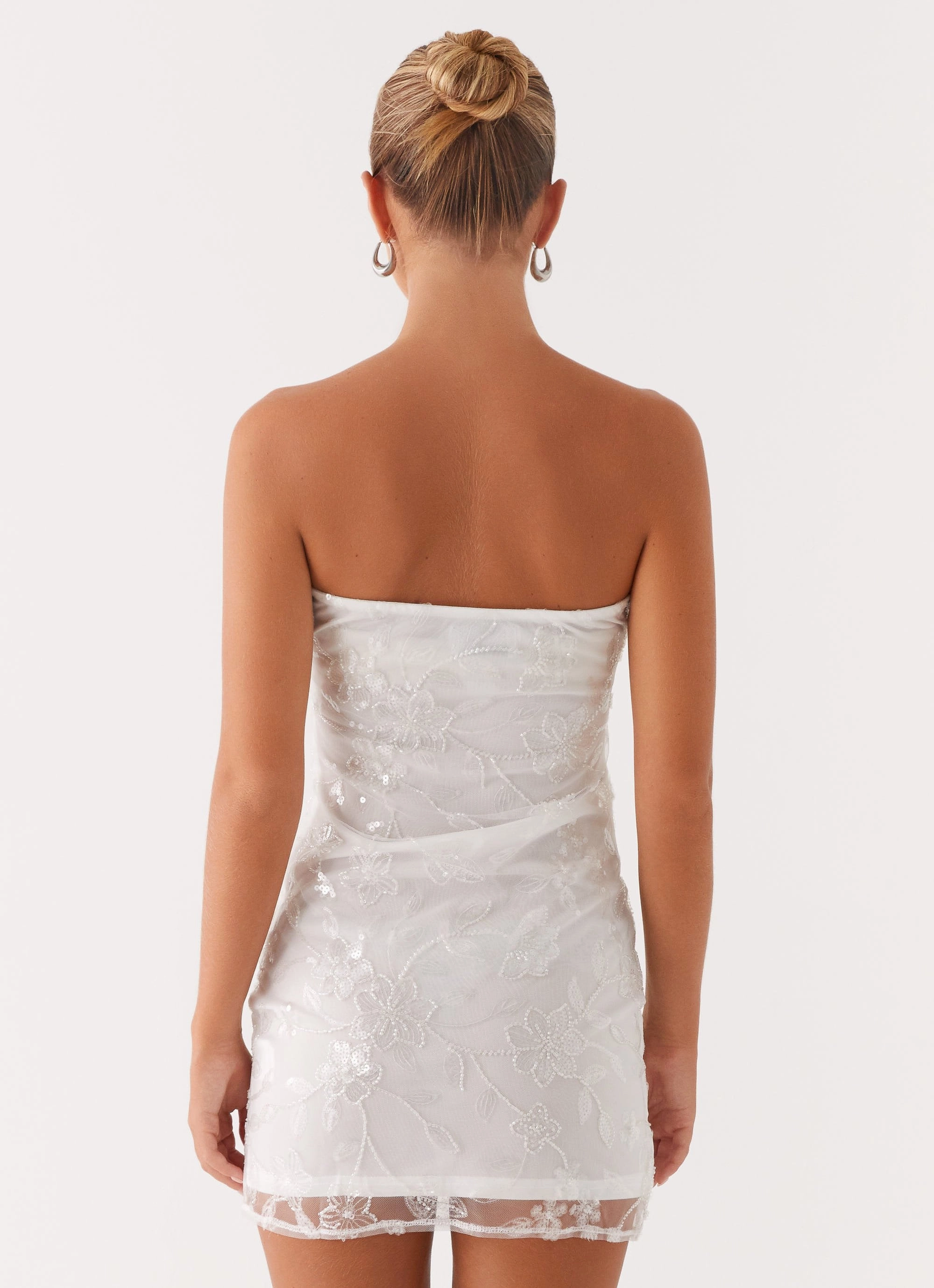 Comfortable office piece Moorey Beaded Mini Dress - White Silver