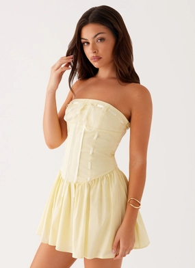 Hand-Wash Kienna Strapless Mini Dress - Yellow