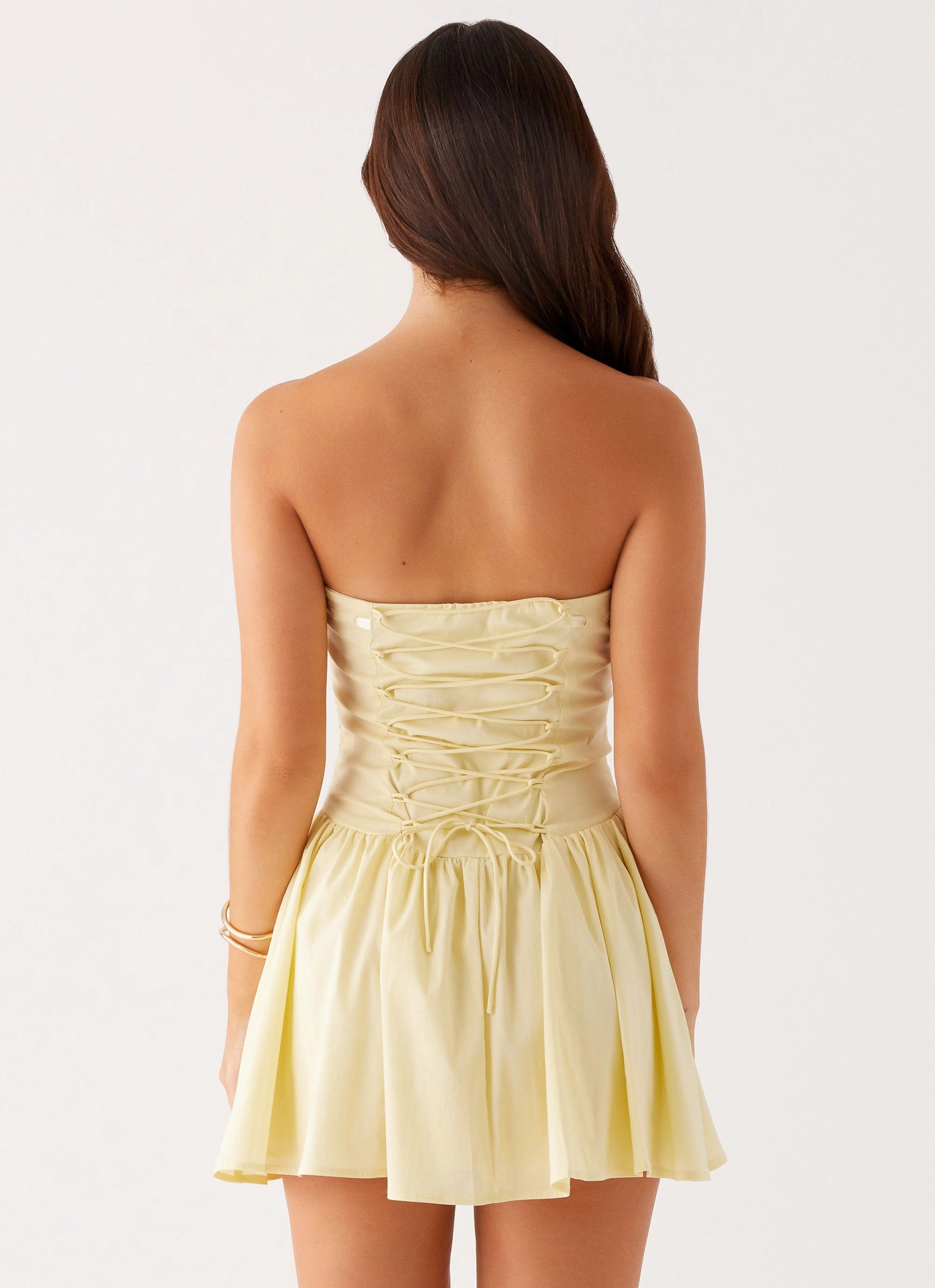 Kienna Strapless Mini Dress - Yellow Modern Soft Cruise-Wear