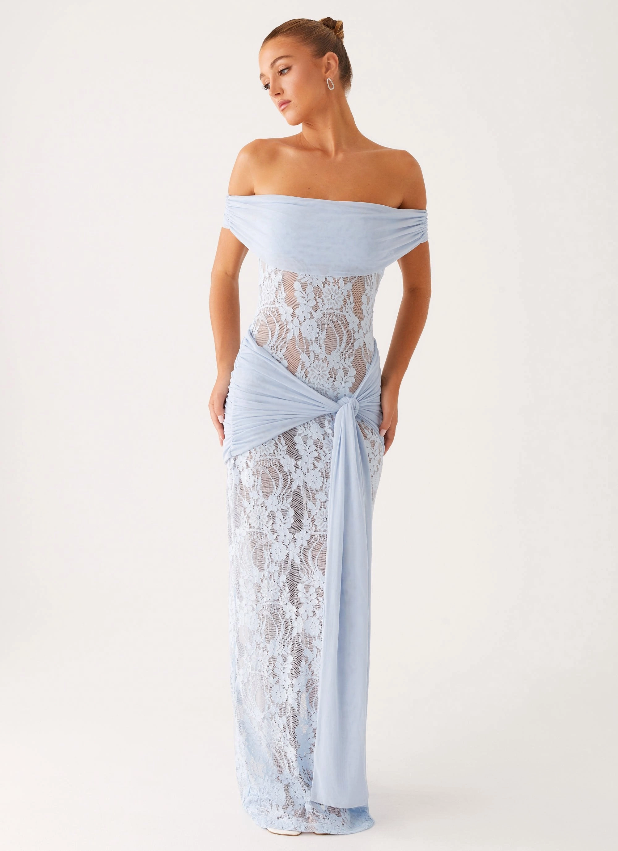 Skin-friendly Sleek Design Fit Gracie Twist Maxi Dress - Blue