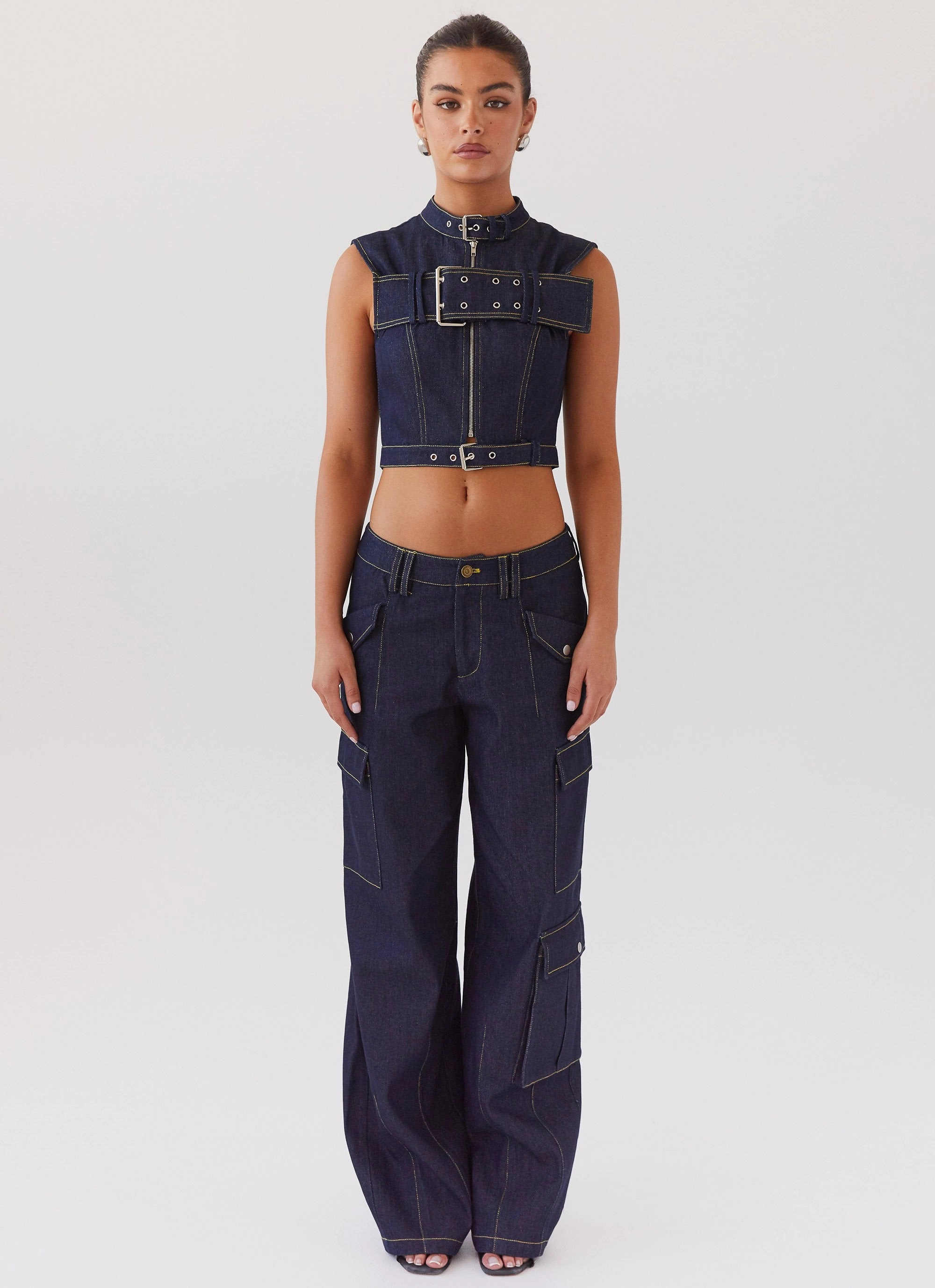 Sustainable Waterproofing Greedy Denim Buckle Top - Indigo