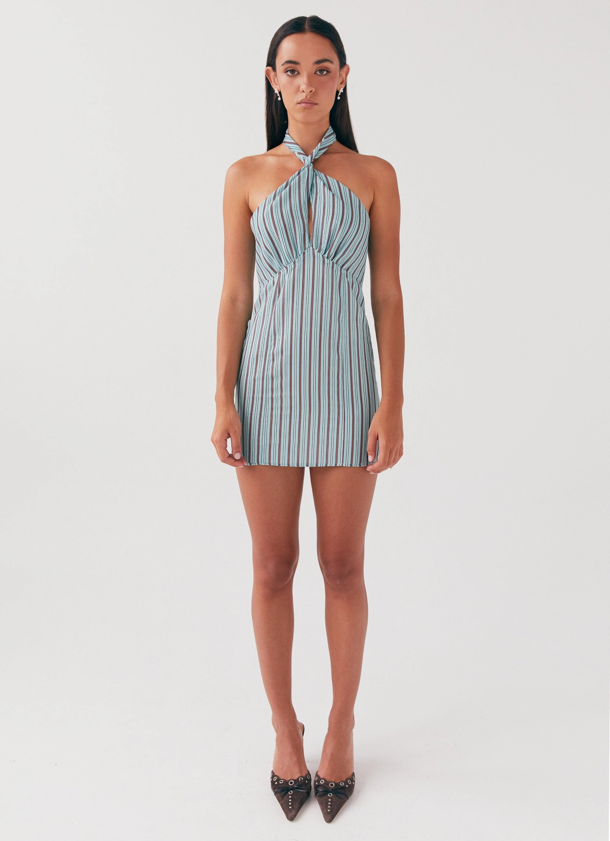 Relaxed Line Comfy Fit Sabine Linen Mini Dress - Coastal Stripe