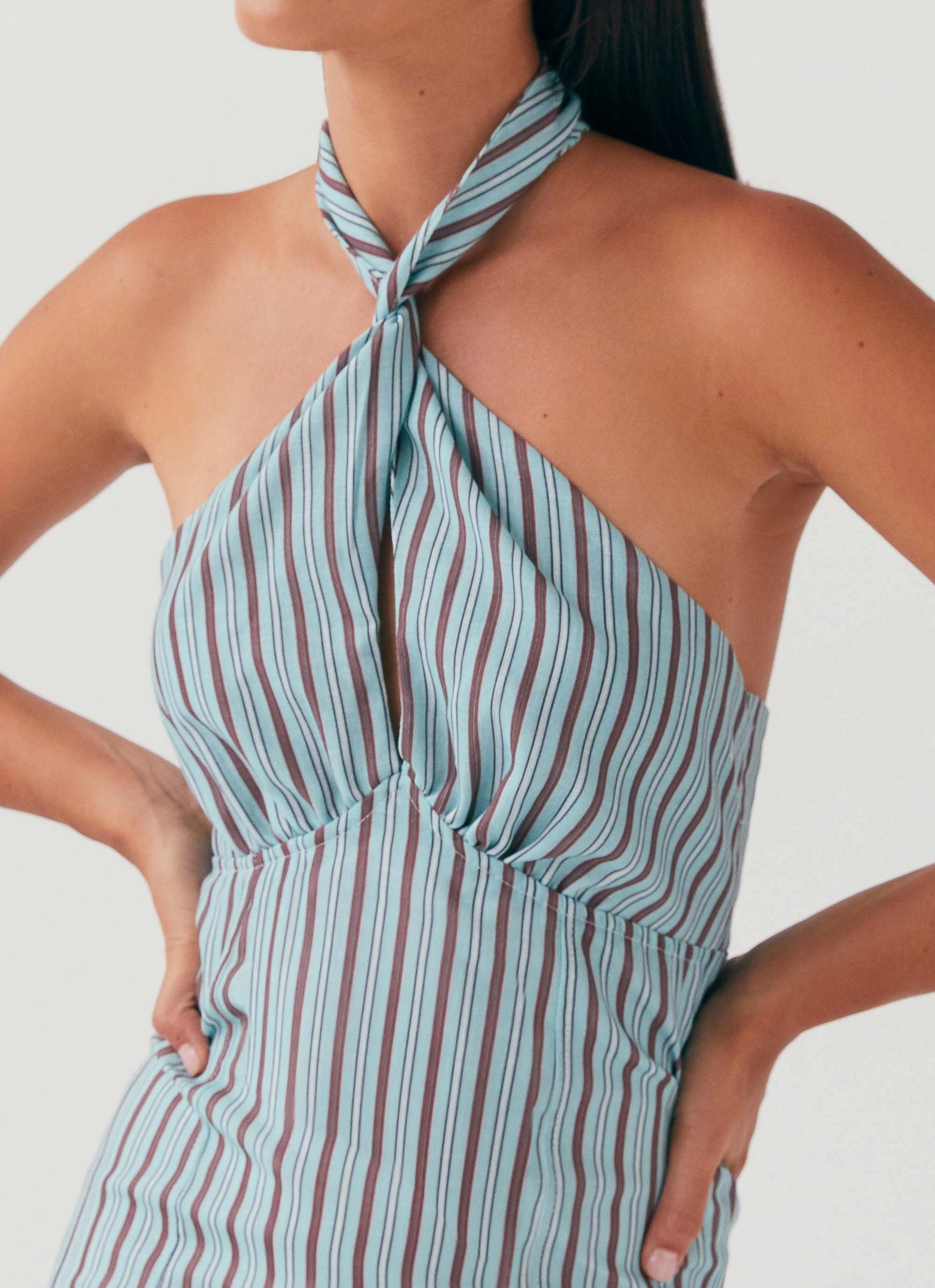 Easy and Effortless Fresh Outfit Sabine Linen Mini Dress - Coastal Stripe