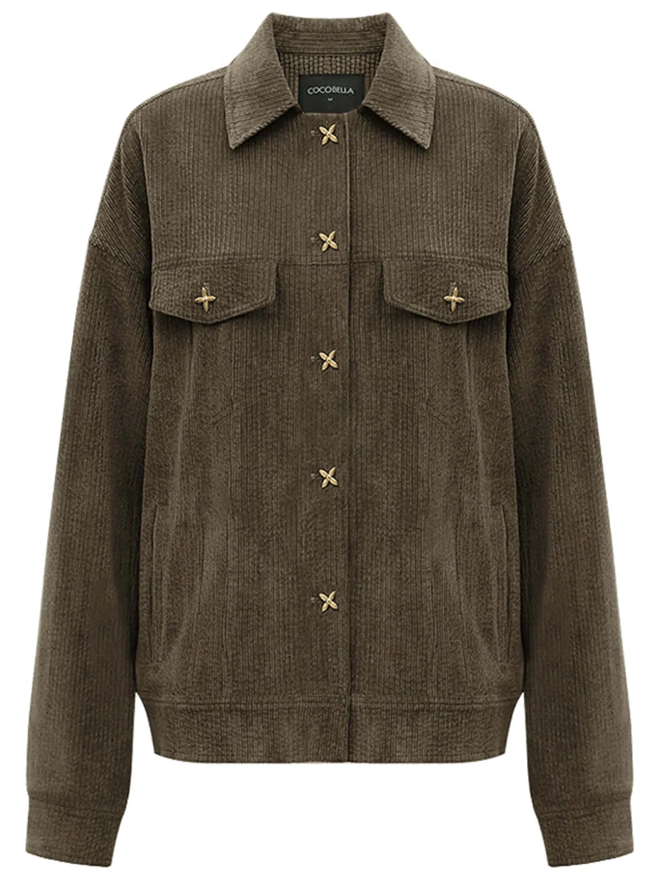 Green Corduroy Jacket with Gold Embellishments