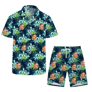 Green Men's Shirt & Beach Shorts Summer Vacation Outfit