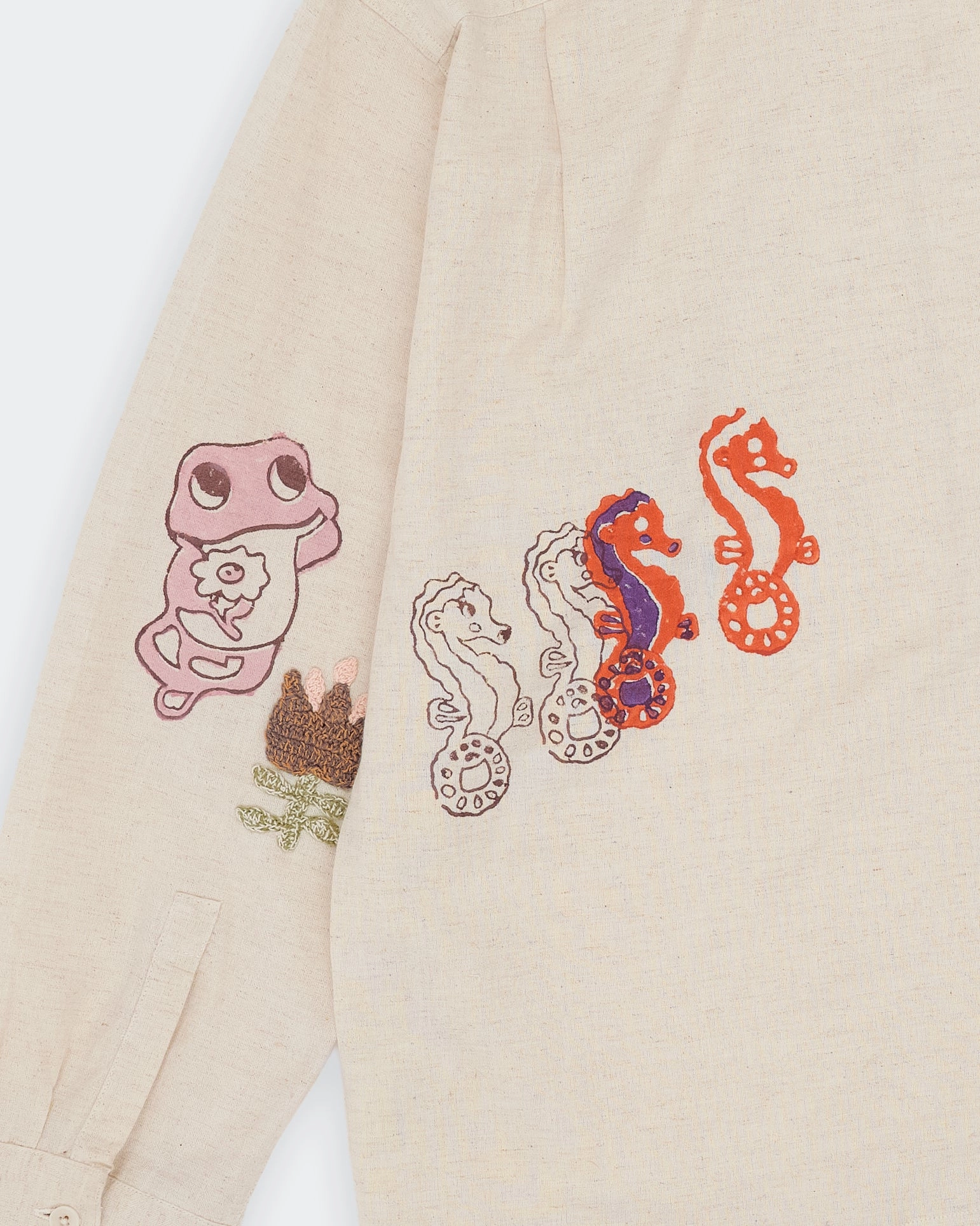 Greetings Shirt LS - Ecru Earth Trip Fall Inspired Lace-Edge